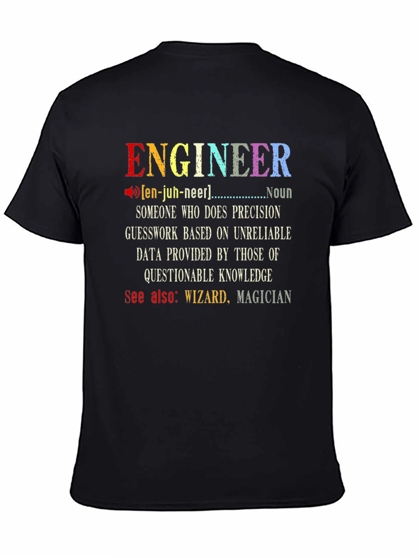 Black Engineer Definition Graphic T-Shirt view 4