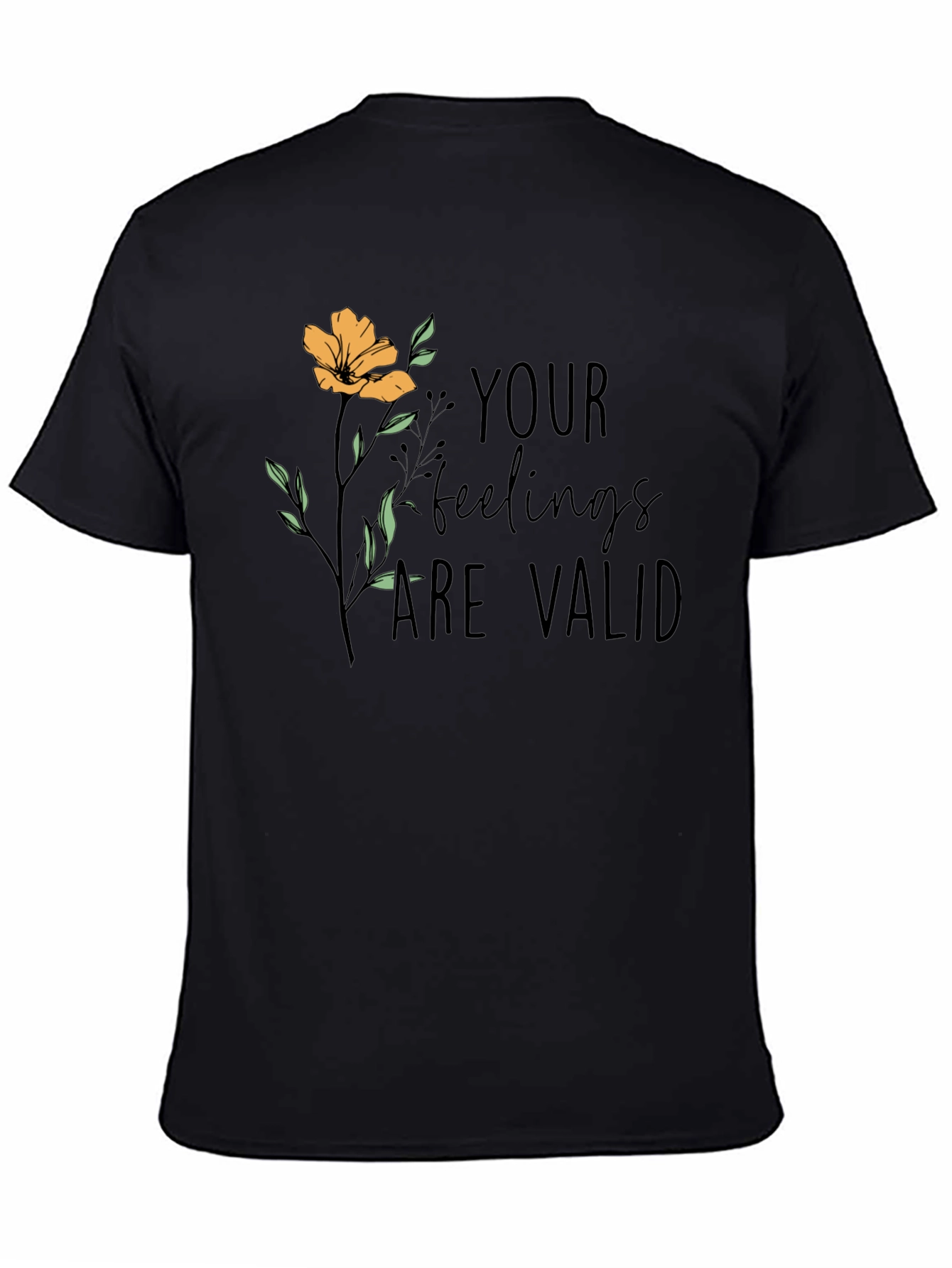 Black Valid Feelings Graphic T-Shirt - Black view 4