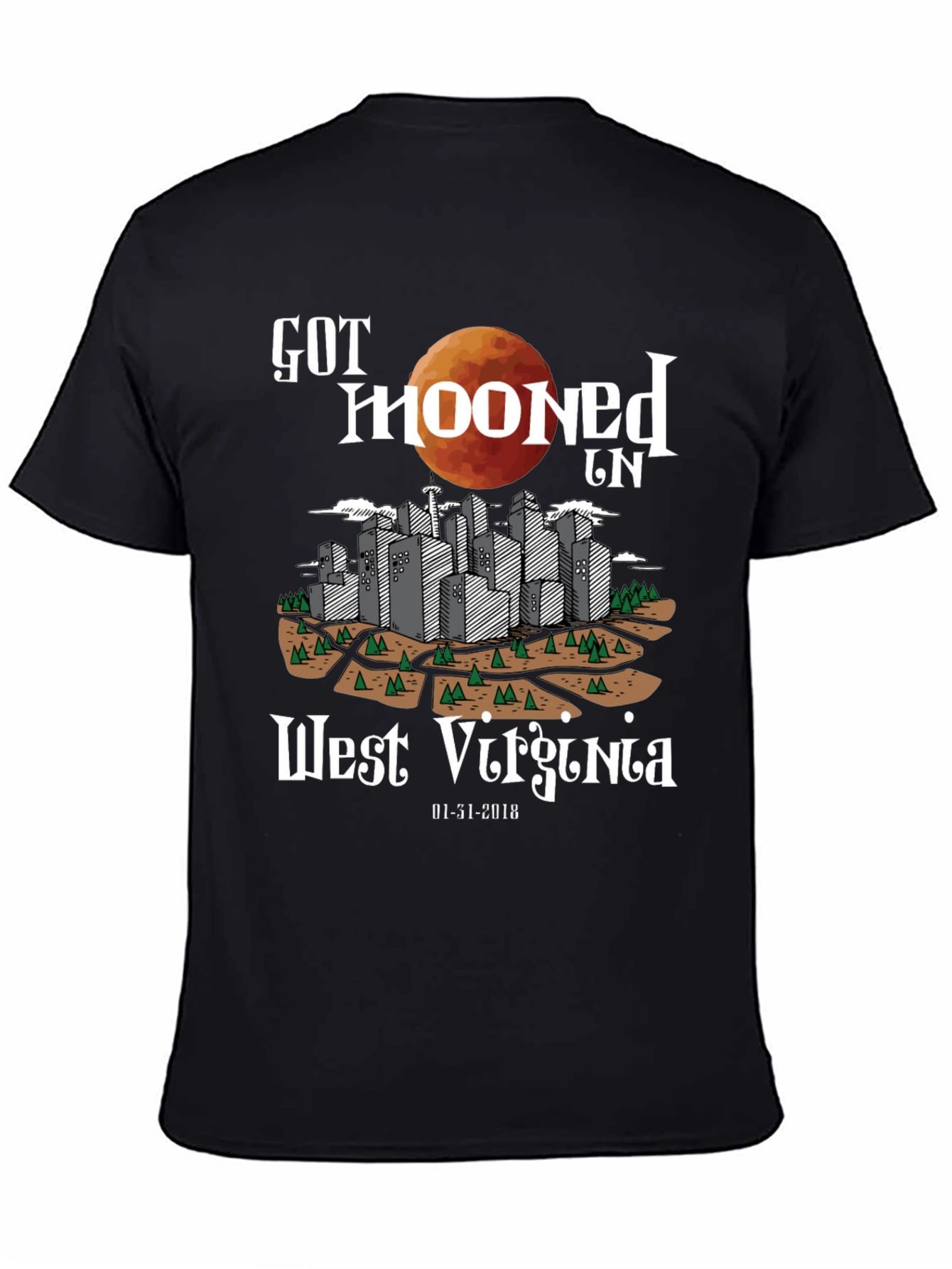 Black Got Mooned in West Virginia Graphic T-Shirt view 4