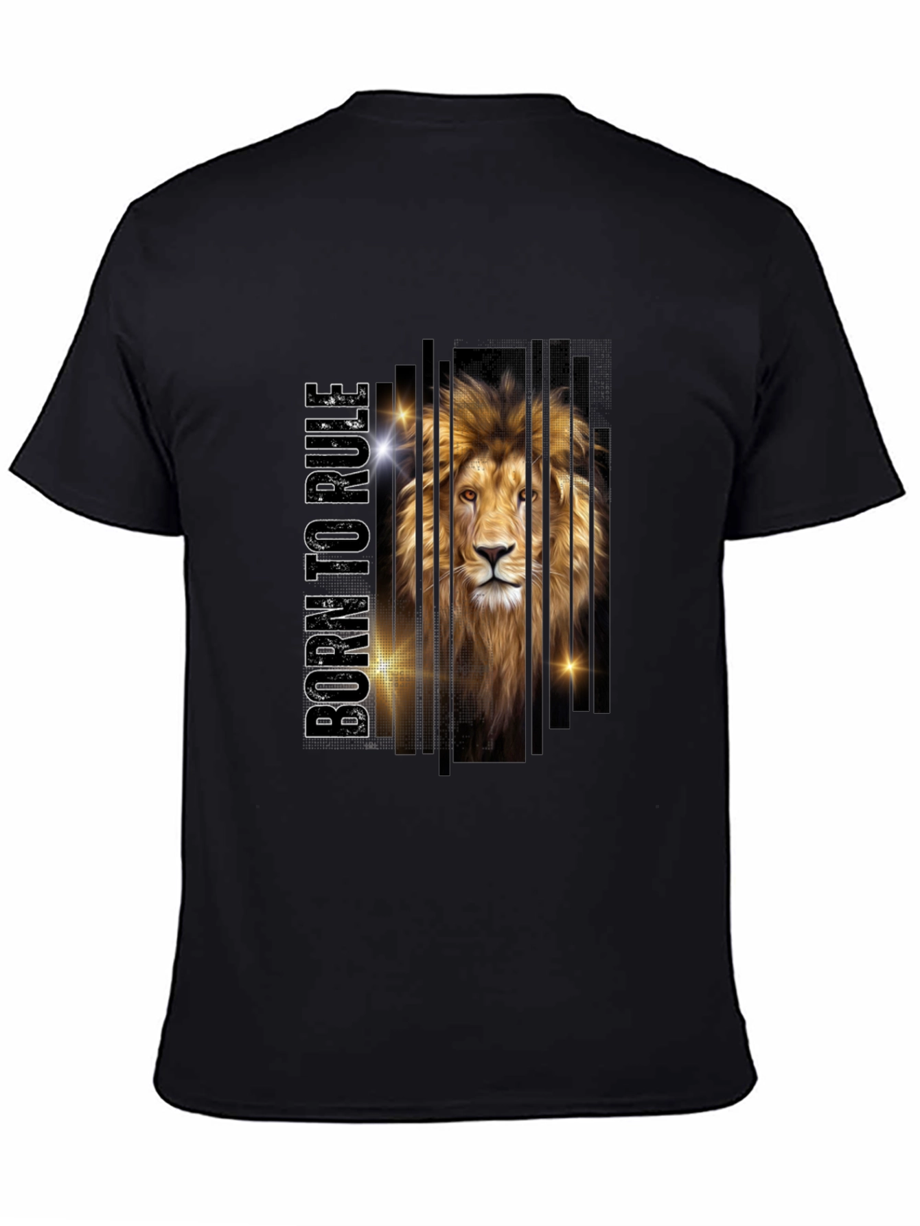 Black Born to Rule Lion Graphic Print Tee - Stylish Men's Black T-Shirt view 4