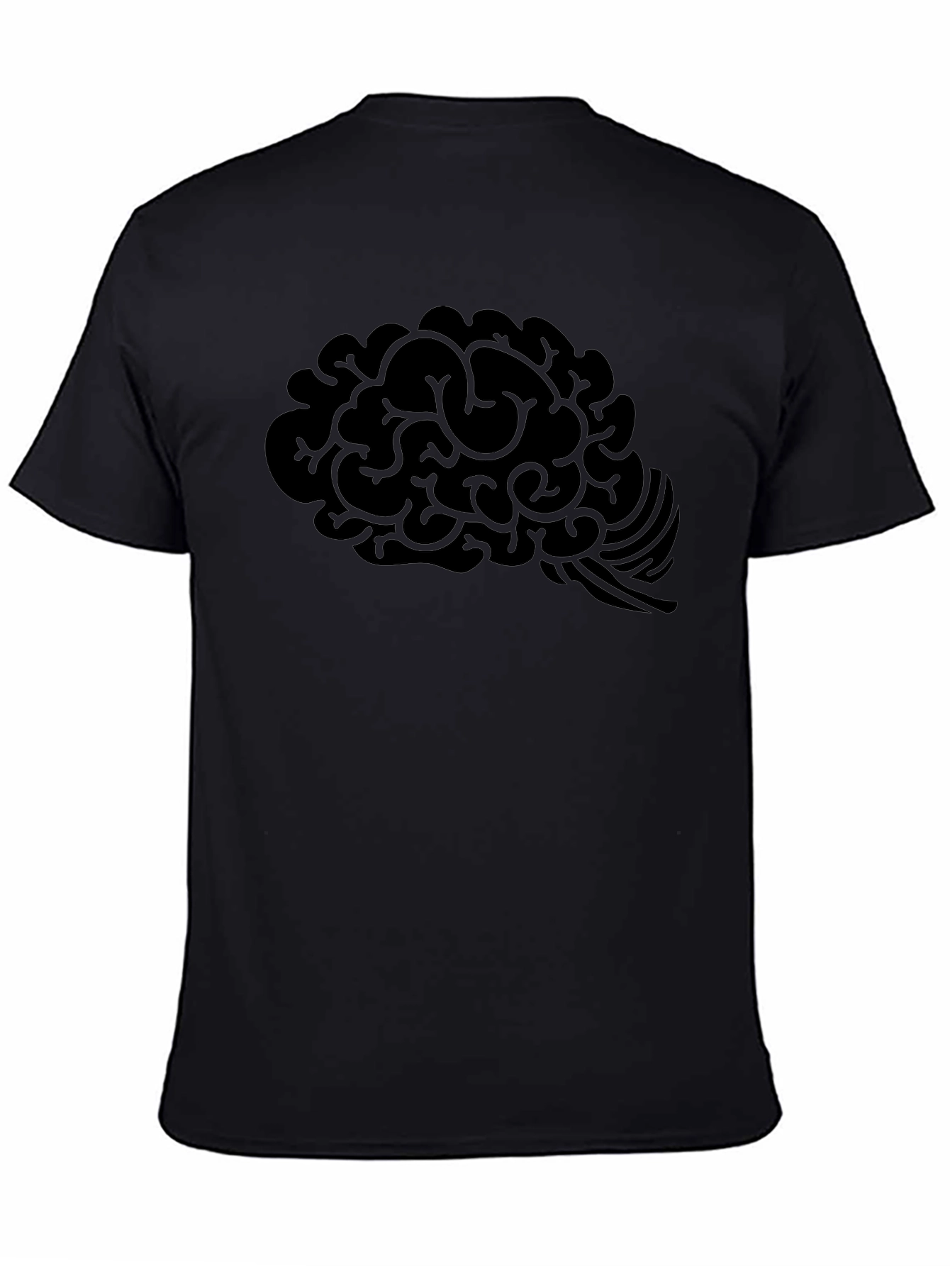 Black Brain Graphic T-Shirt - Mens Black Cotton Tee view 4