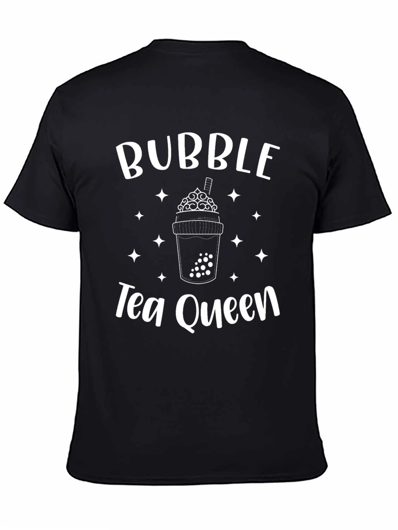 Black Bubble Tea Queen Black T-Shirt view 4