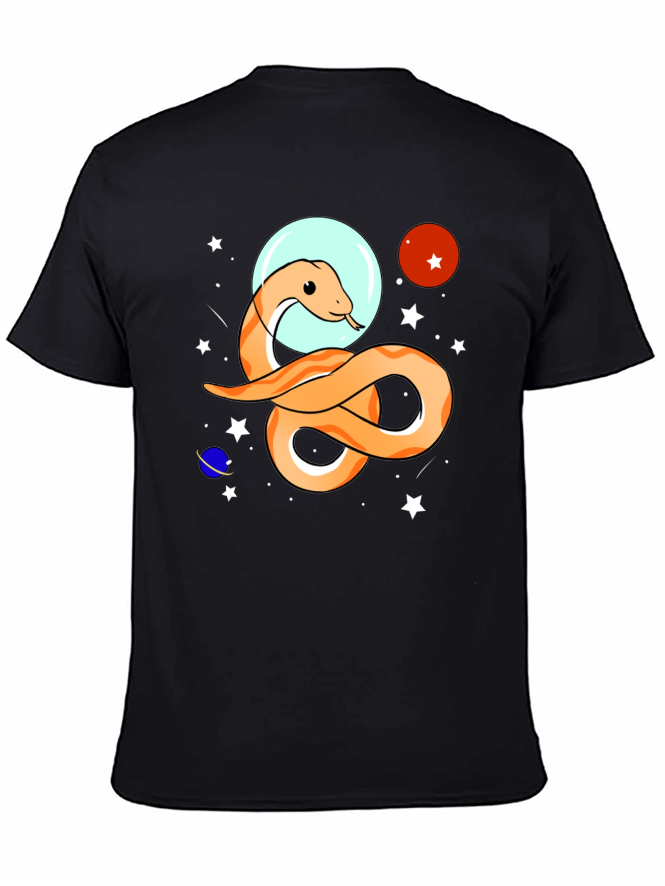 Black Space Snake Graphic Tee - Funky Universe Design view 4