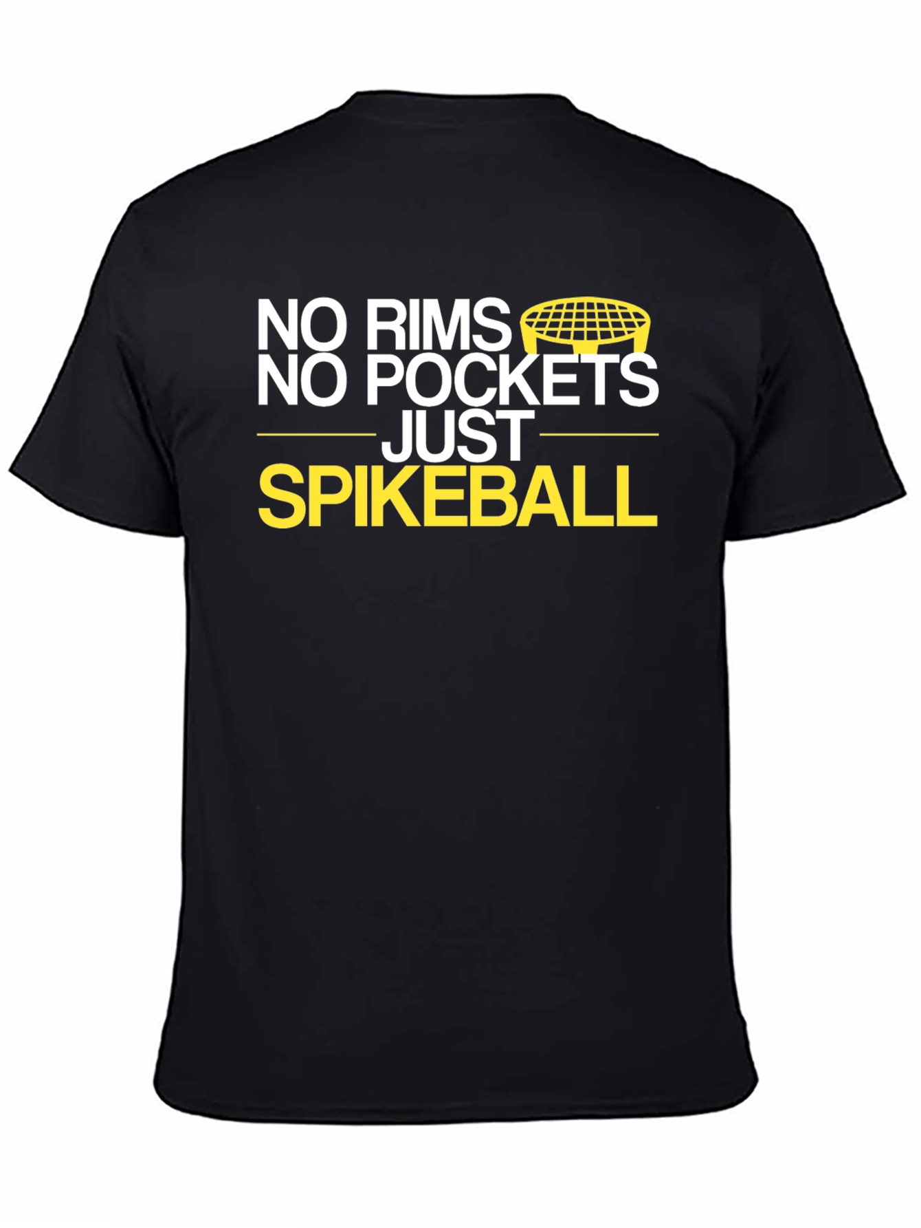 Black No Rims No Pockets Spikeball T-Shirt view 4