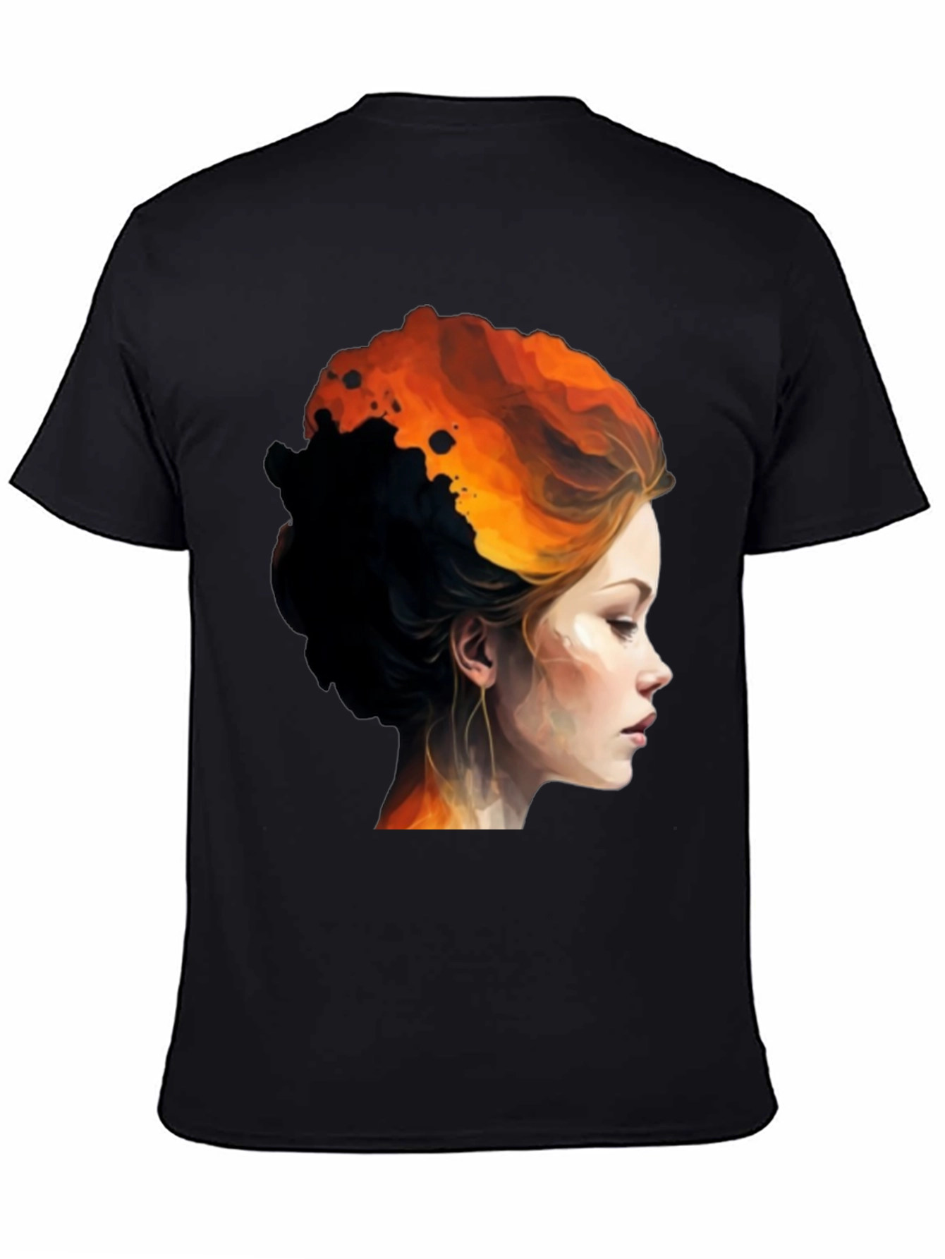 Black Fiery Woman Graphic Tee - Bold Artistic Design view 4