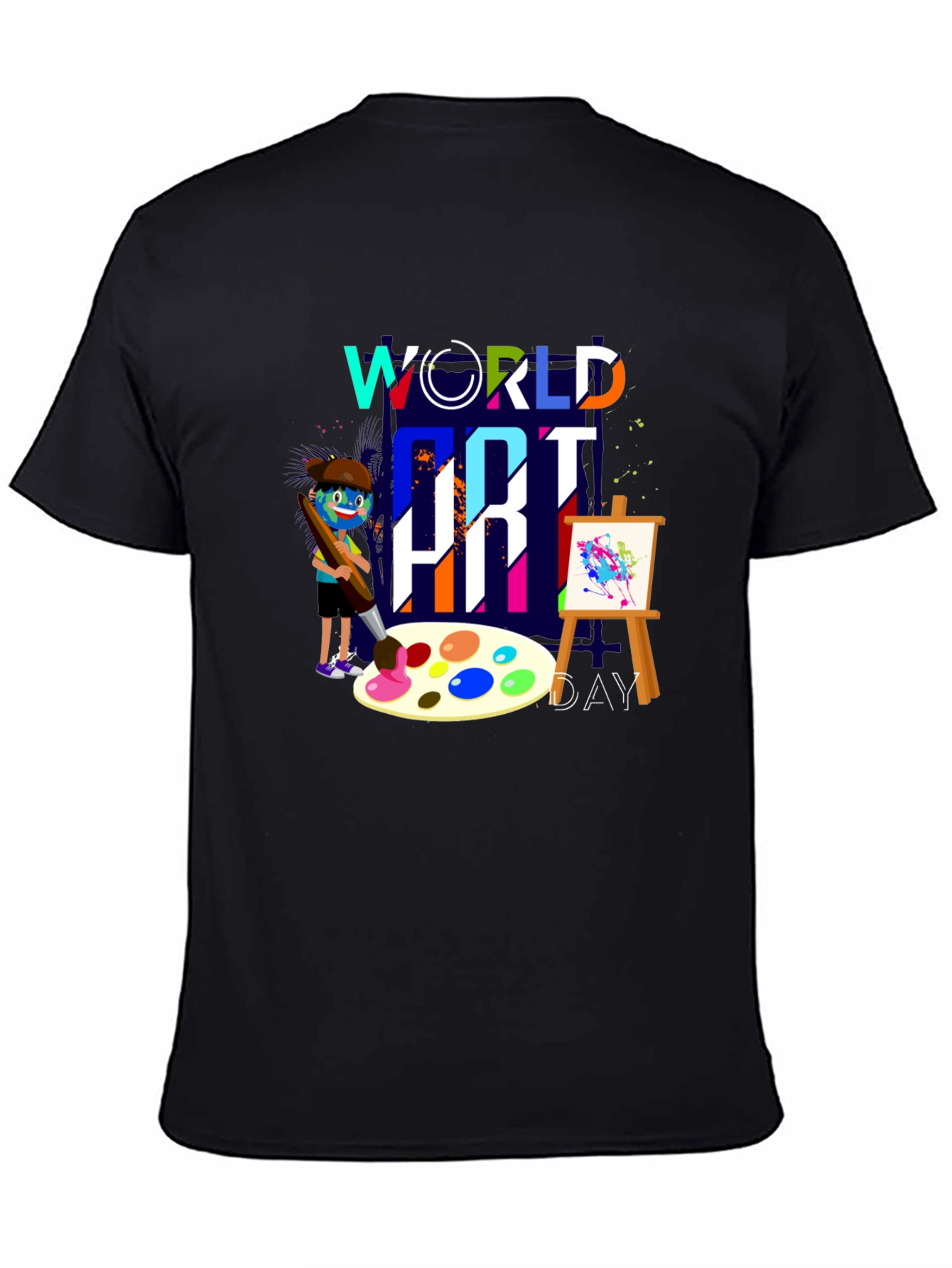Black World Art Day T-Shirt, Painter Graphic Tee view 4