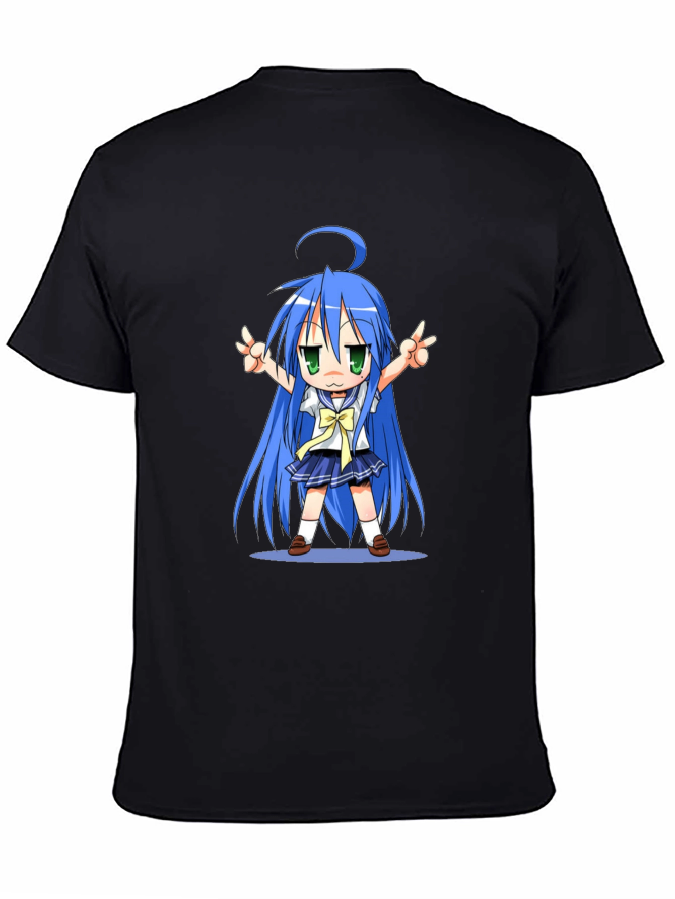 Black Anime Girl Graphic T-Shirt - Black Cotton Tee view 4