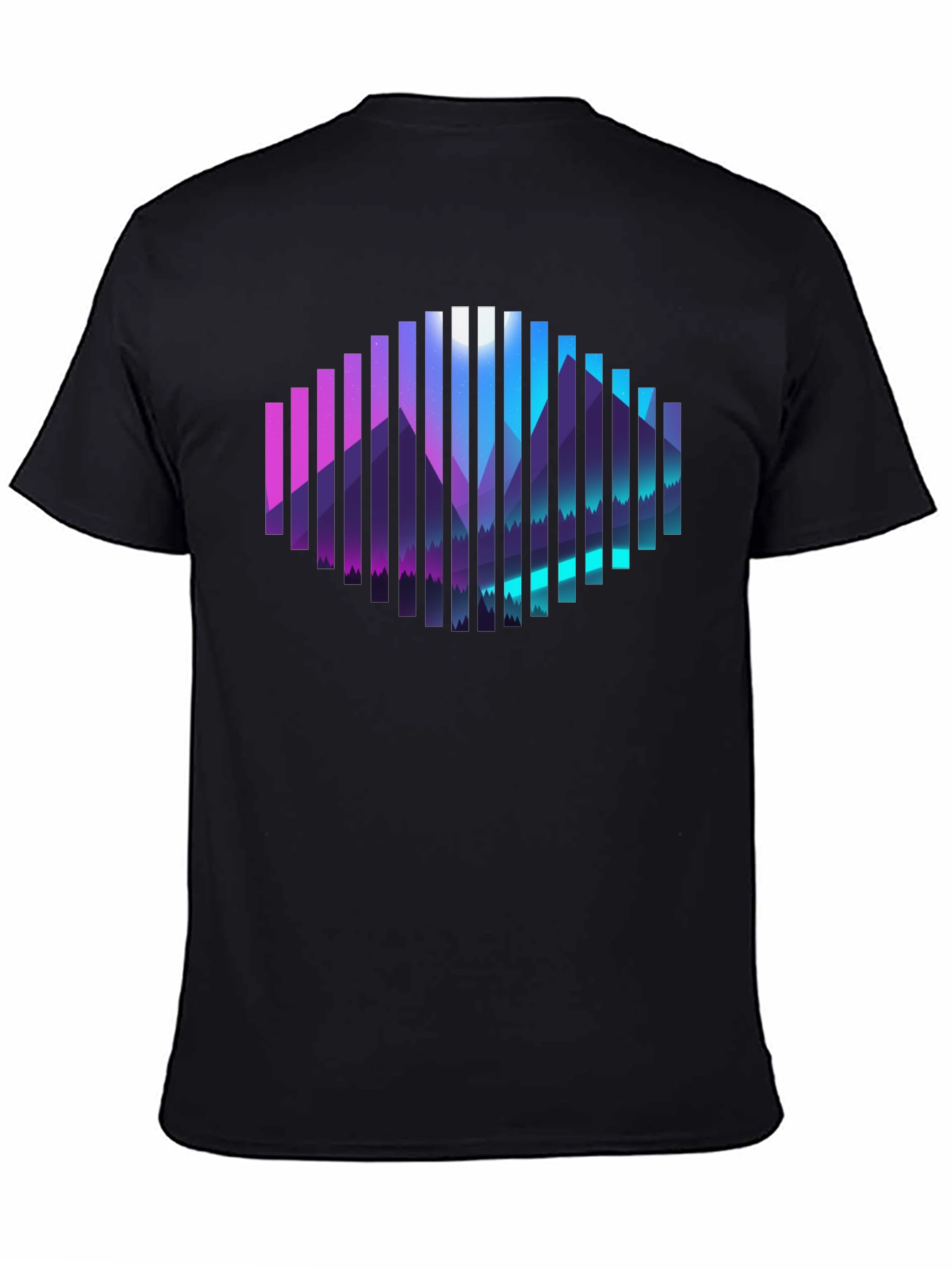 Black Geometric Mountainscape Graphic Tee - Black view 4
