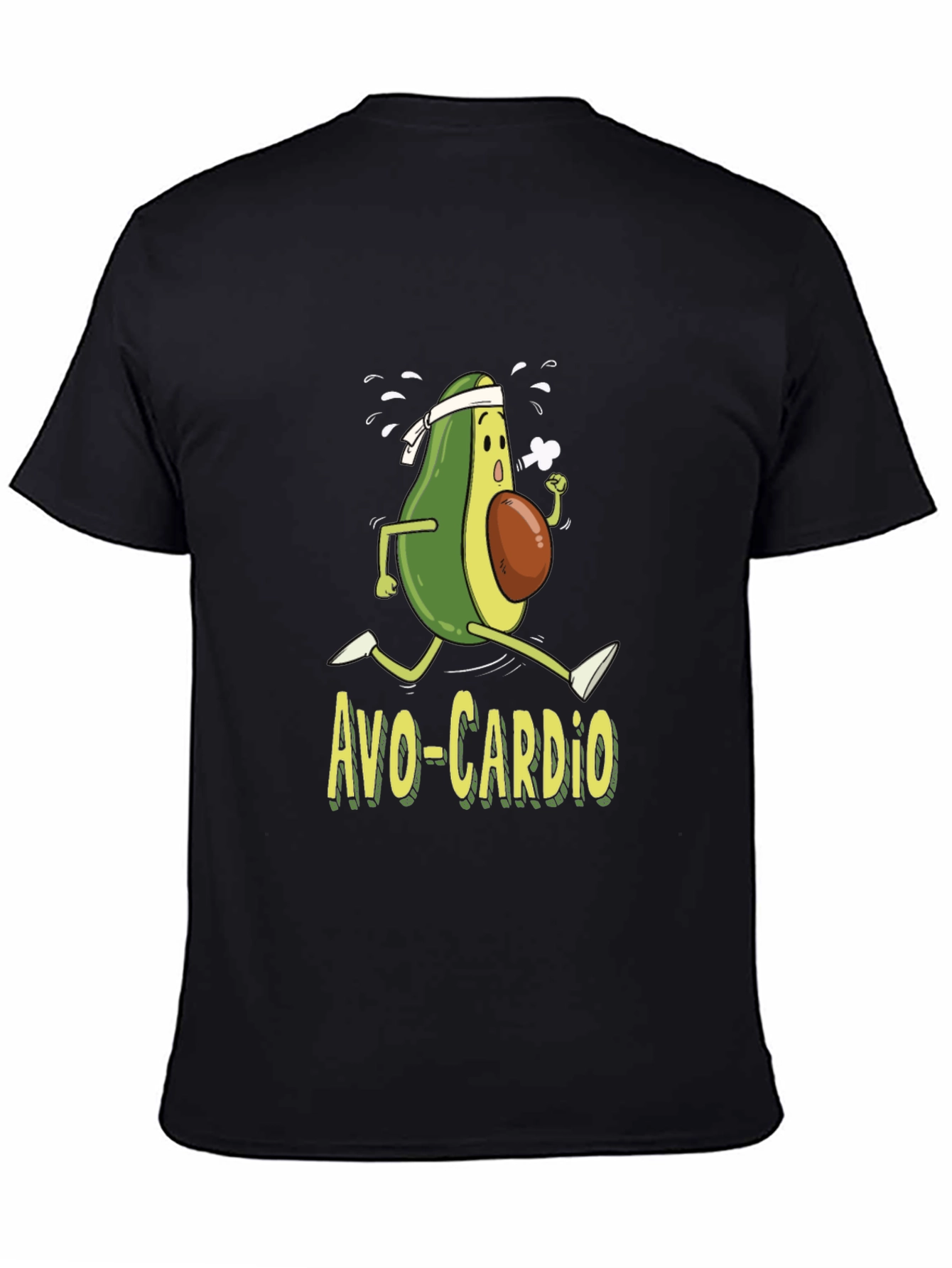 Black Avo-Cardio T-Shirt Funny Avocado Running Workout Tee view 4