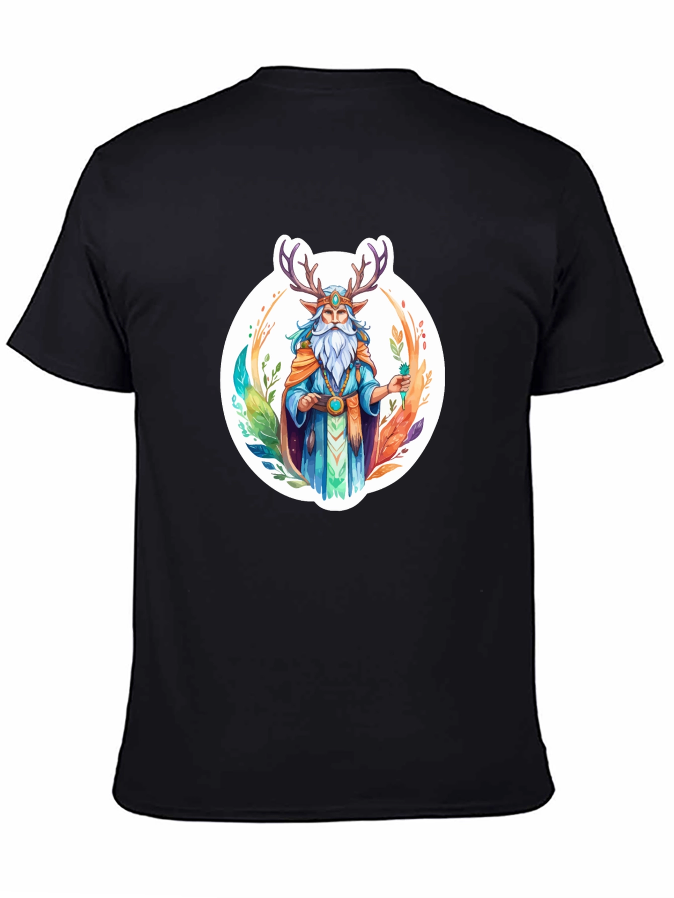 Black Nature Wizard Graphic T-Shirt - Unique Design view 4