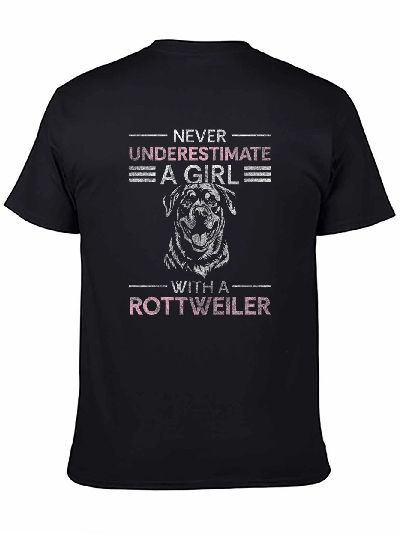 Black Never Underestimate A Girl Rottweiler T-Shirt view 4