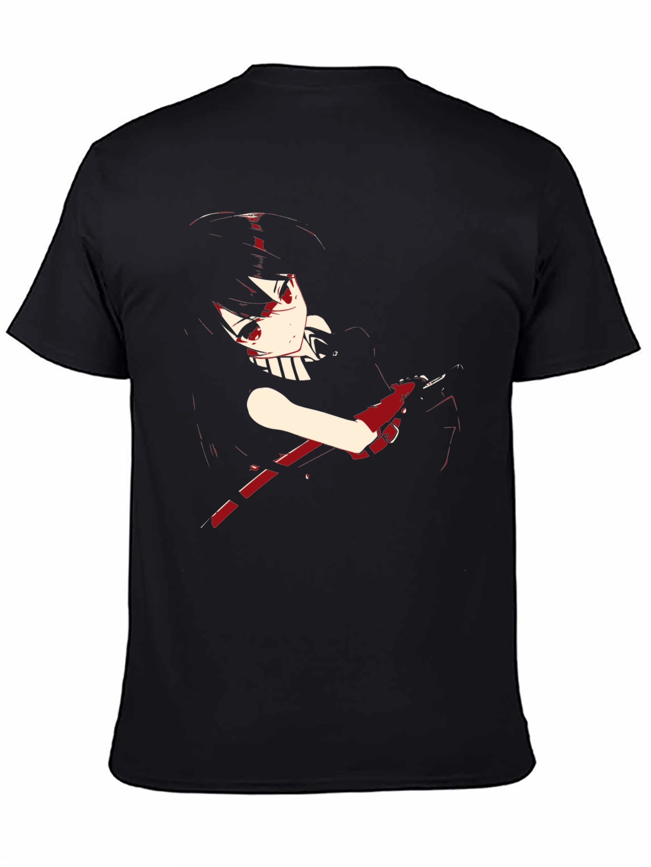 Black Anime Girl Graphic Black T-Shirt view 4