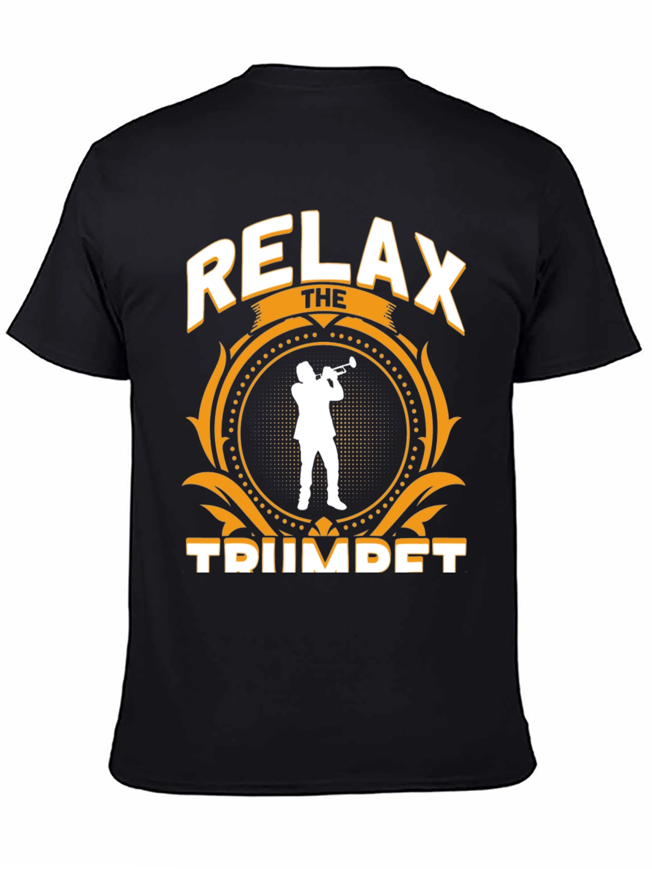 Black Relax the Trumpet Player T-Shirt view 4