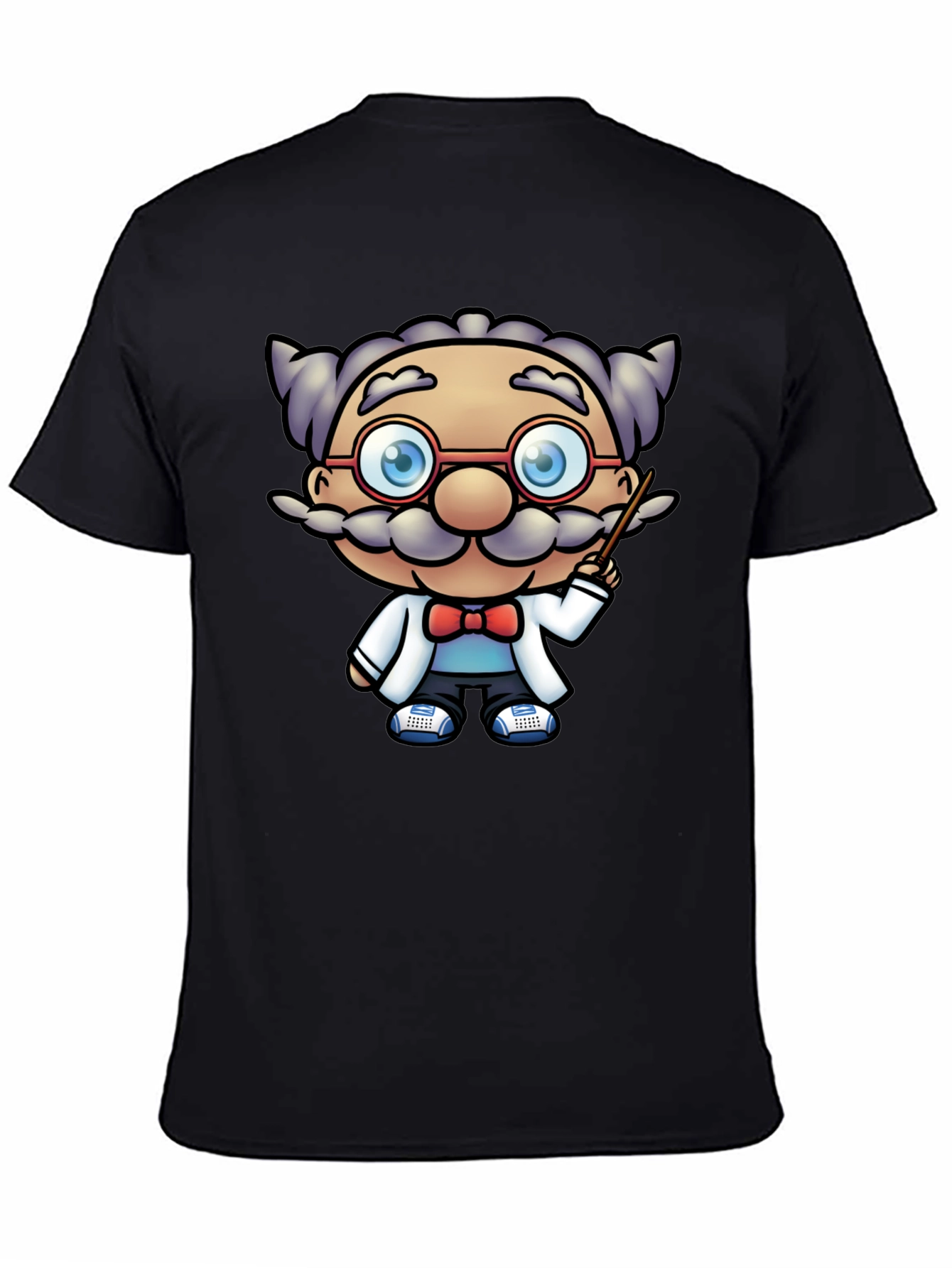 Black Scientist Cartoon Graphic Tee - Black T-Shirt view 4