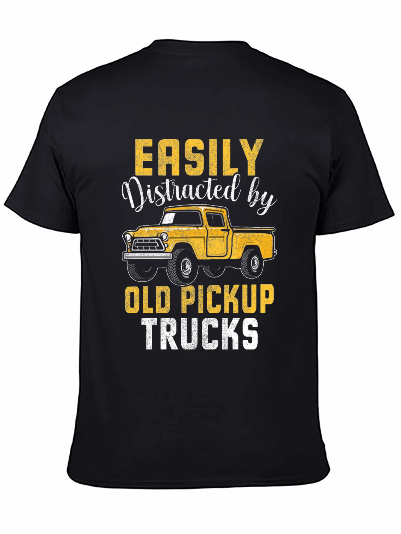 Black Easily Distracted by Old Pickup Trucks T-Shirt view 4