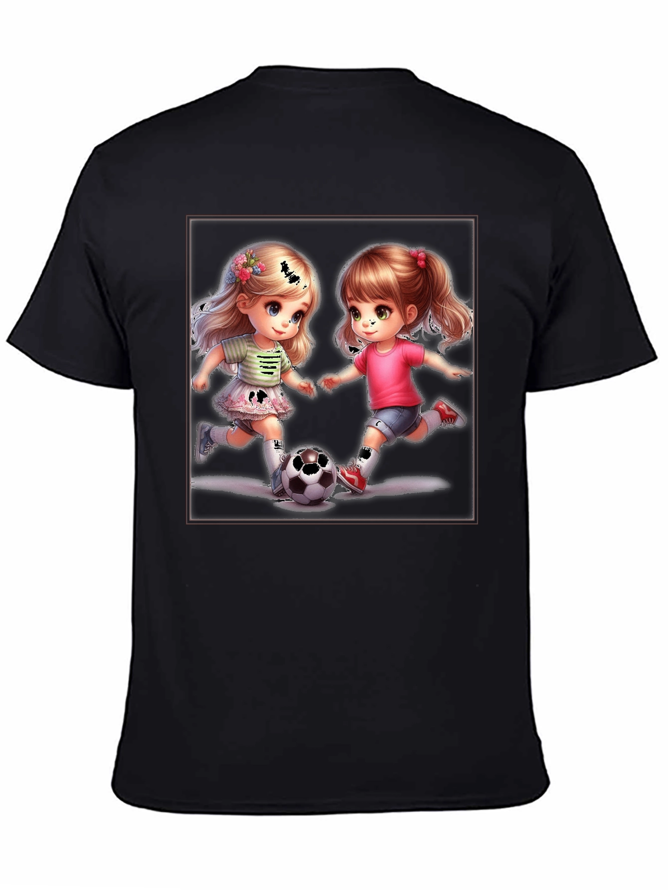 Black Soccer Girls Graphic T-Shirt view 4
