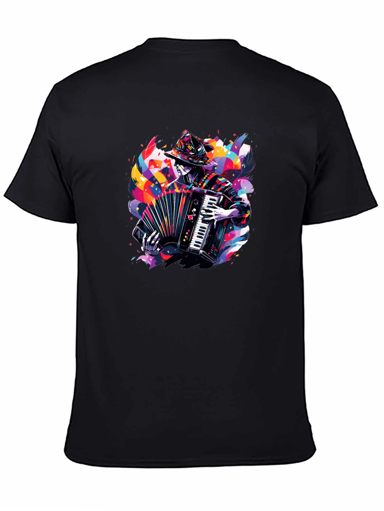 Black Accordion Player Graphic Tee - Black view 4