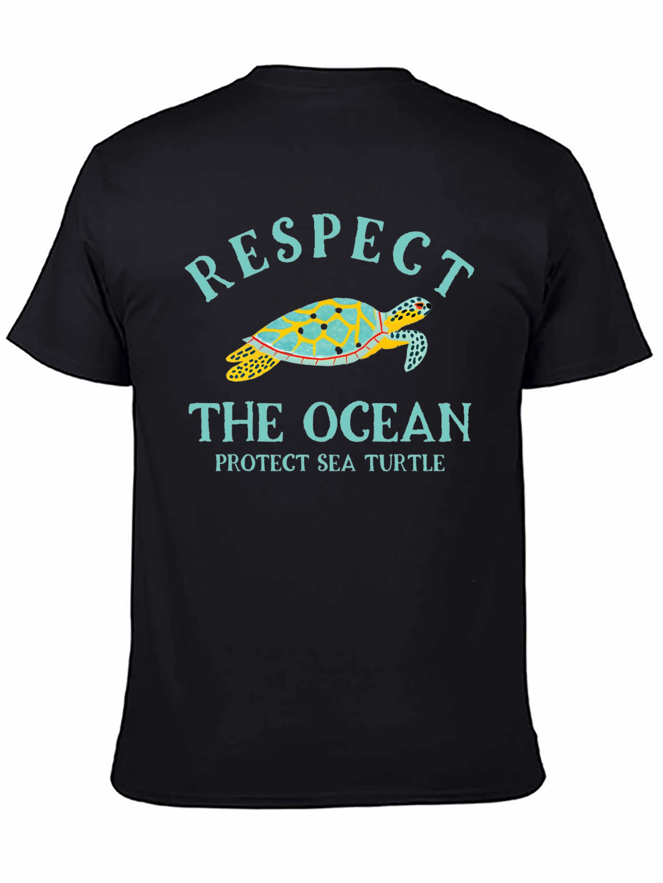 Black Respect the Ocean Sea Turtle Graphic Tee view 4
