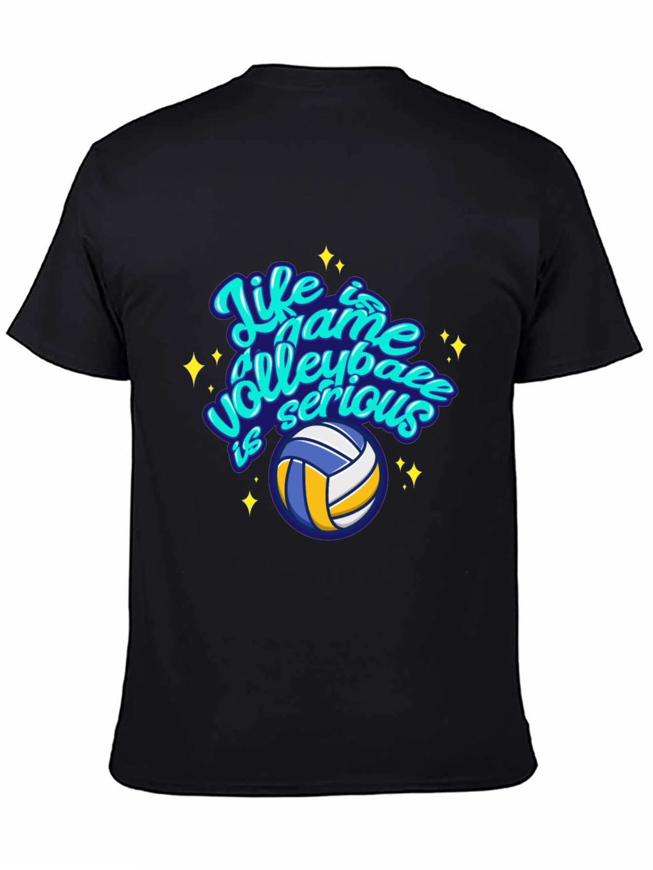 Black Volleyball Life Game Graphic Tee - Casual Comfort view 4