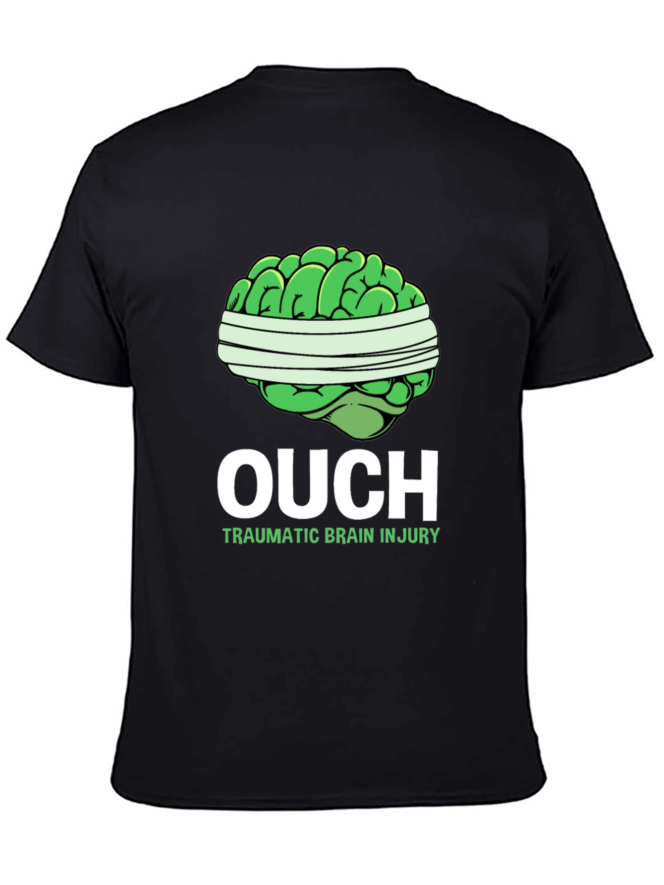 Black Ouch Traumatic Brain Injury T-Shirt view 4