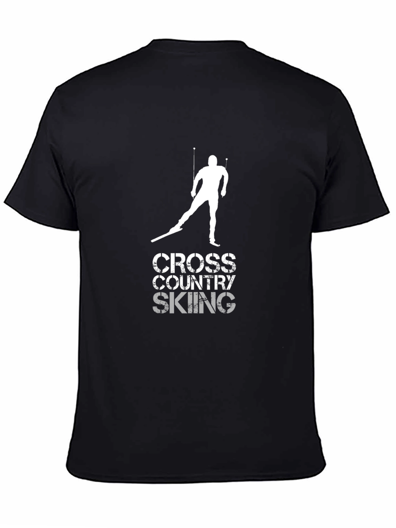 Black Cross Country Skiing Graphic T-Shirt - Sportswear Tee view 4