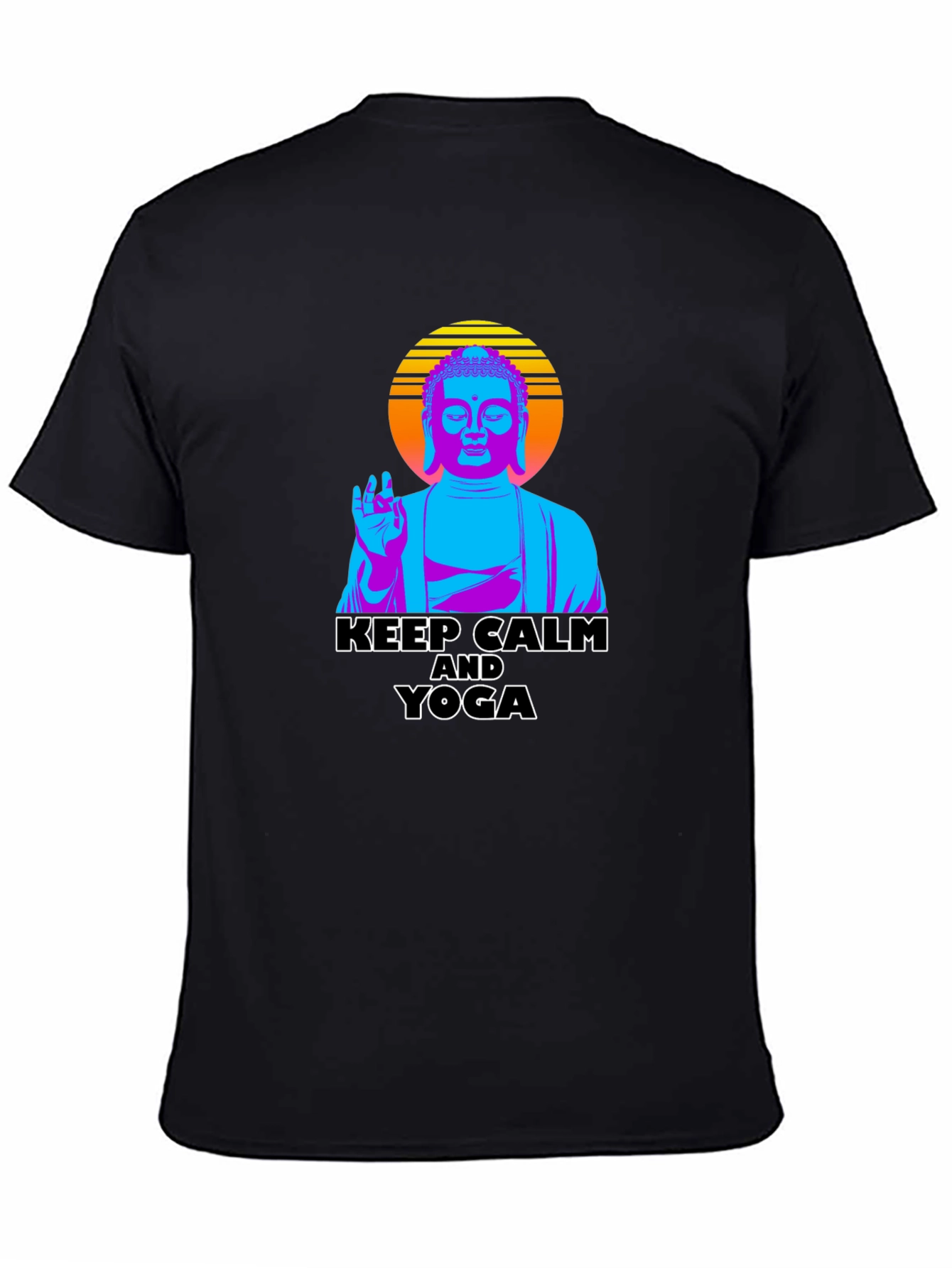 Black Keep Calm Yoga Buddha Graphic Tee view 4