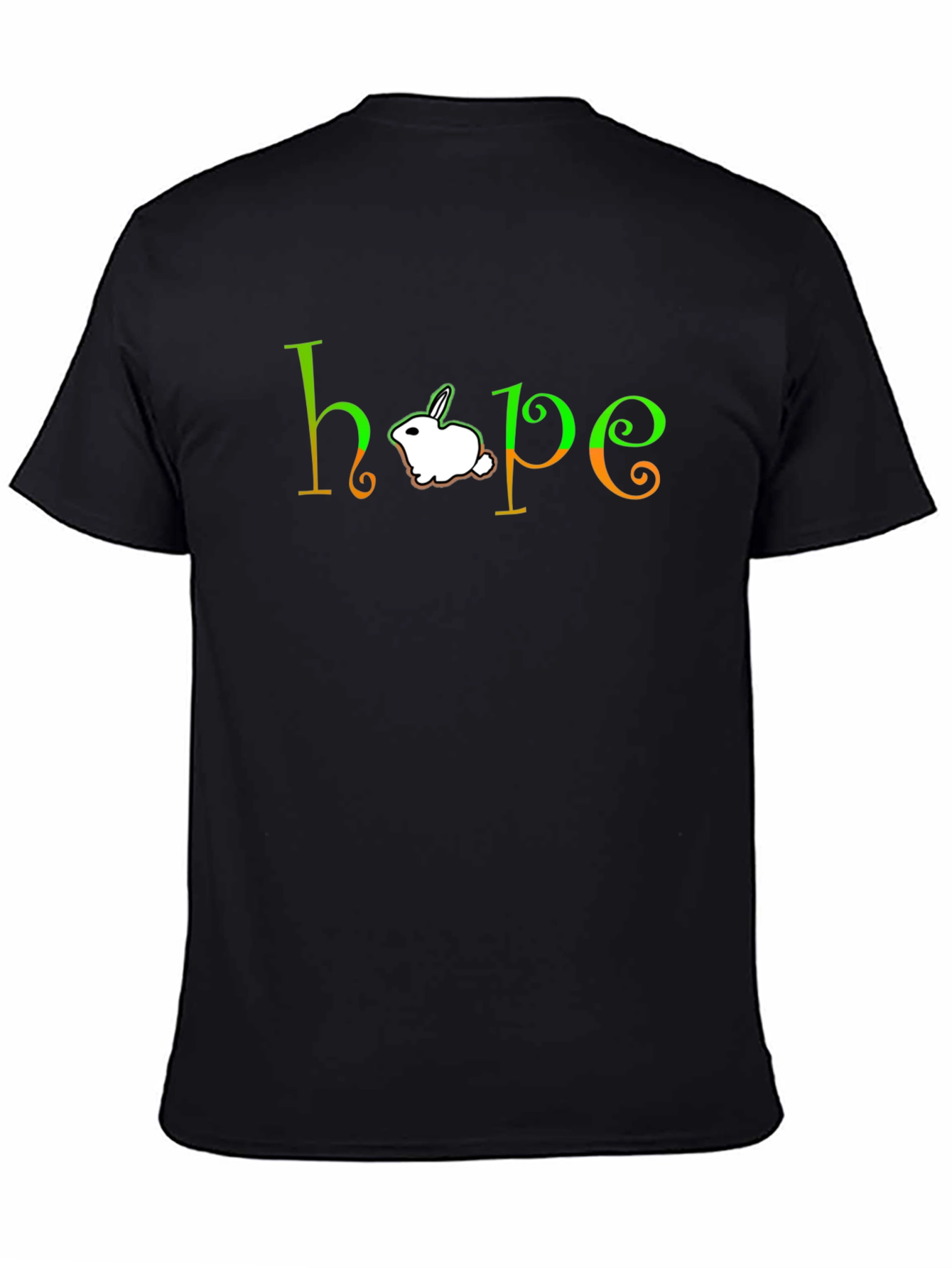 Black Hope Rabbit Graphic Tee - Unisex Black T-Shirt view 4