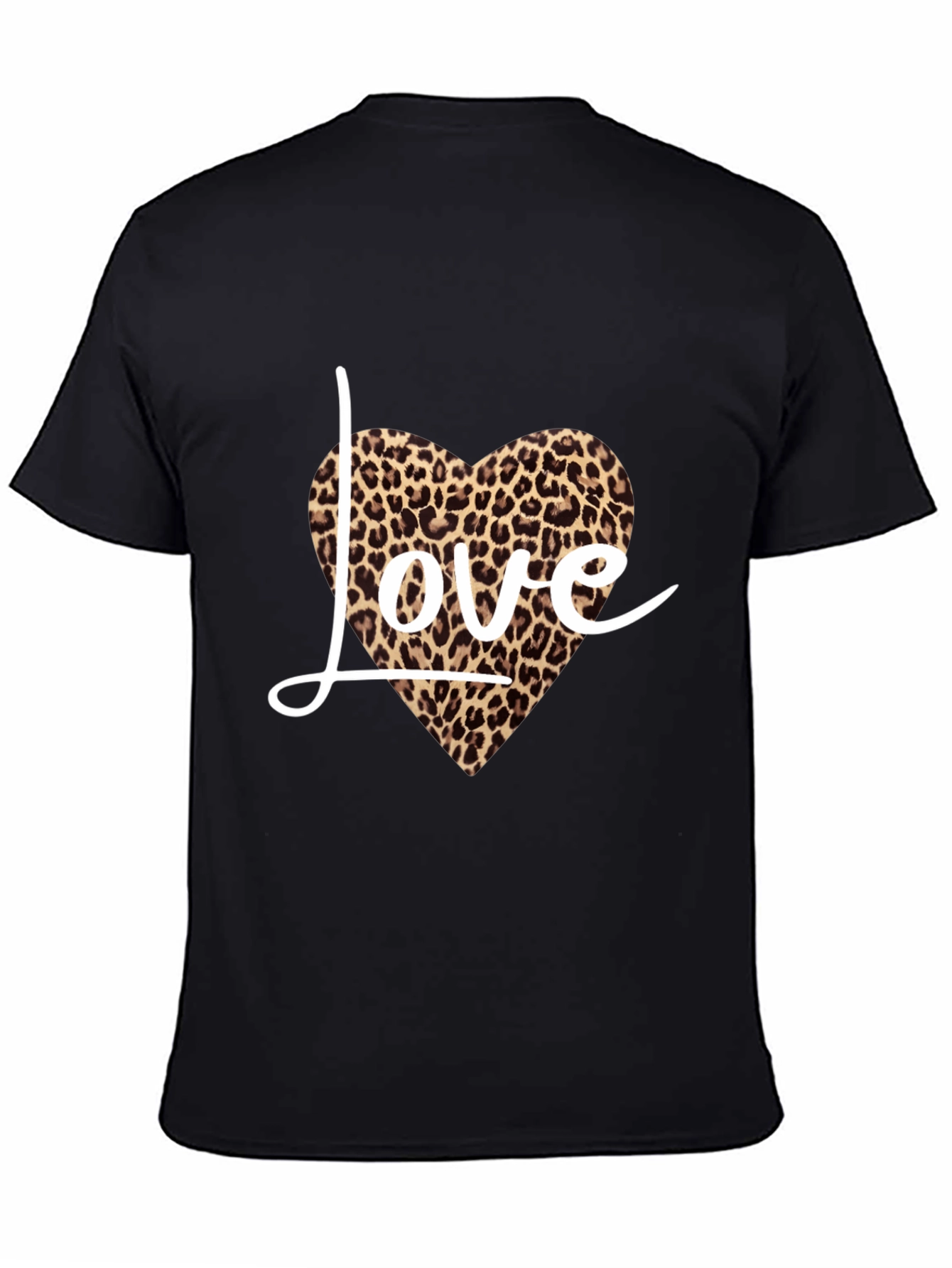 Black Leopard Love Heart Print Black T-Shirt view 4