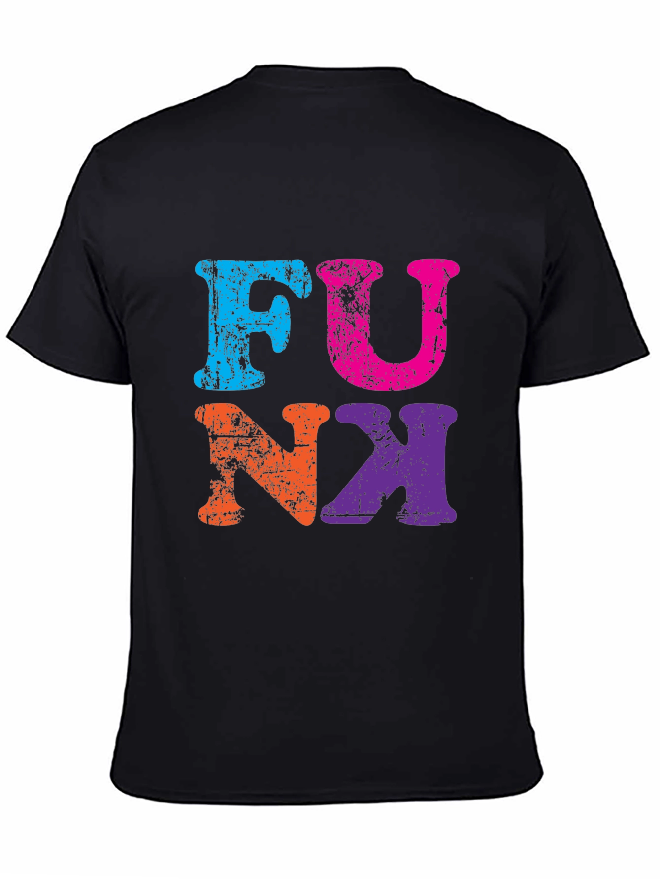 Black Retro Funk Graphic Tee - Black Cotton T-Shirt view 4