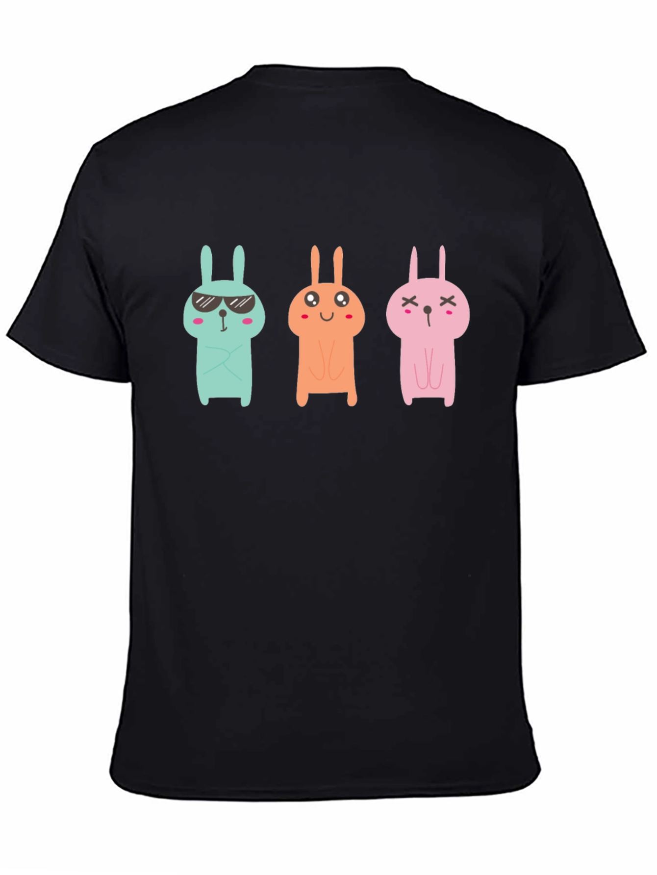 Black Cool Bunny Graphic Tee - Black Unisex T-Shirt view 4