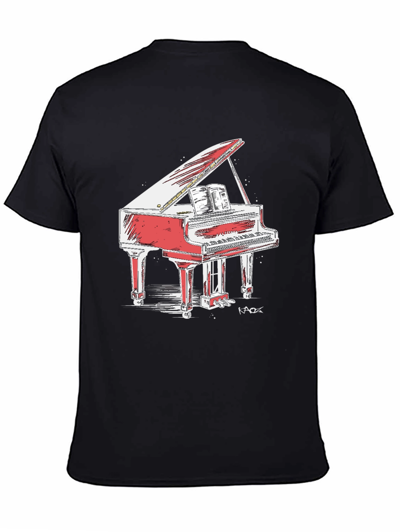 Red Grand Piano Graphic Tee - Stylish Music Lover Shirt - 4