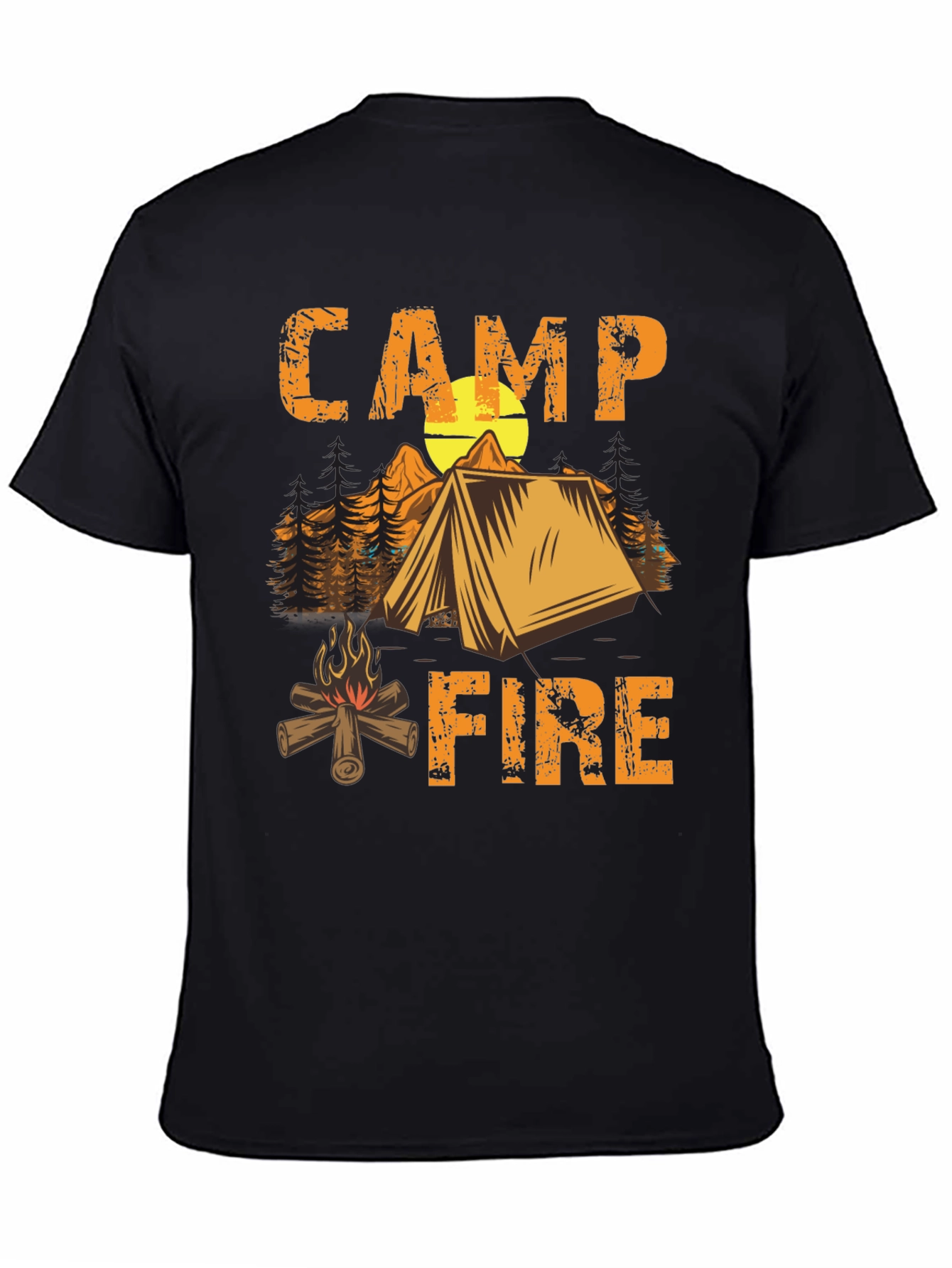 Black Camping Campfire T-Shirt - Nature Adventure Tee view 4