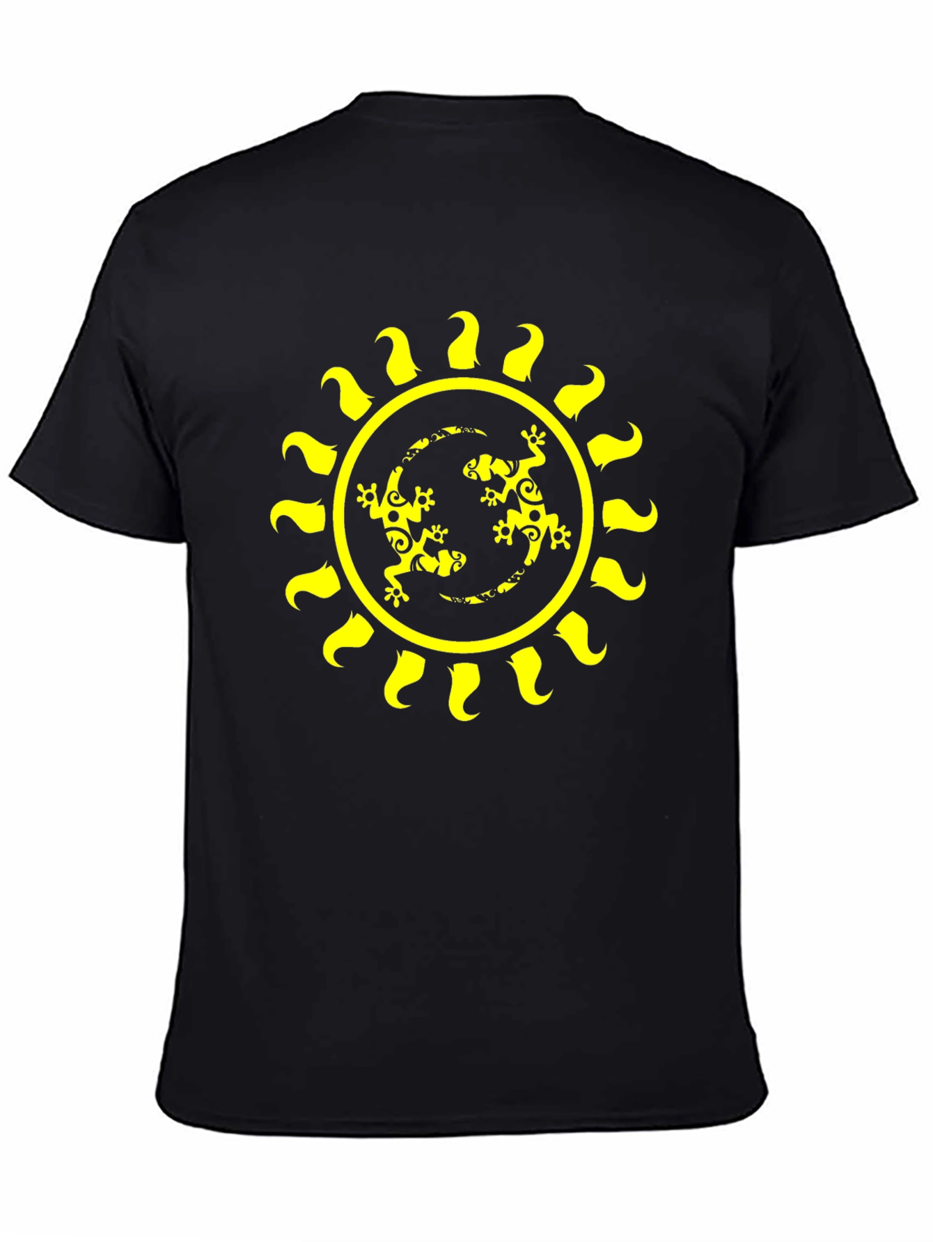 Black Lizard Sun Graphic Tee - Black Cotton T-Shirt view 4
