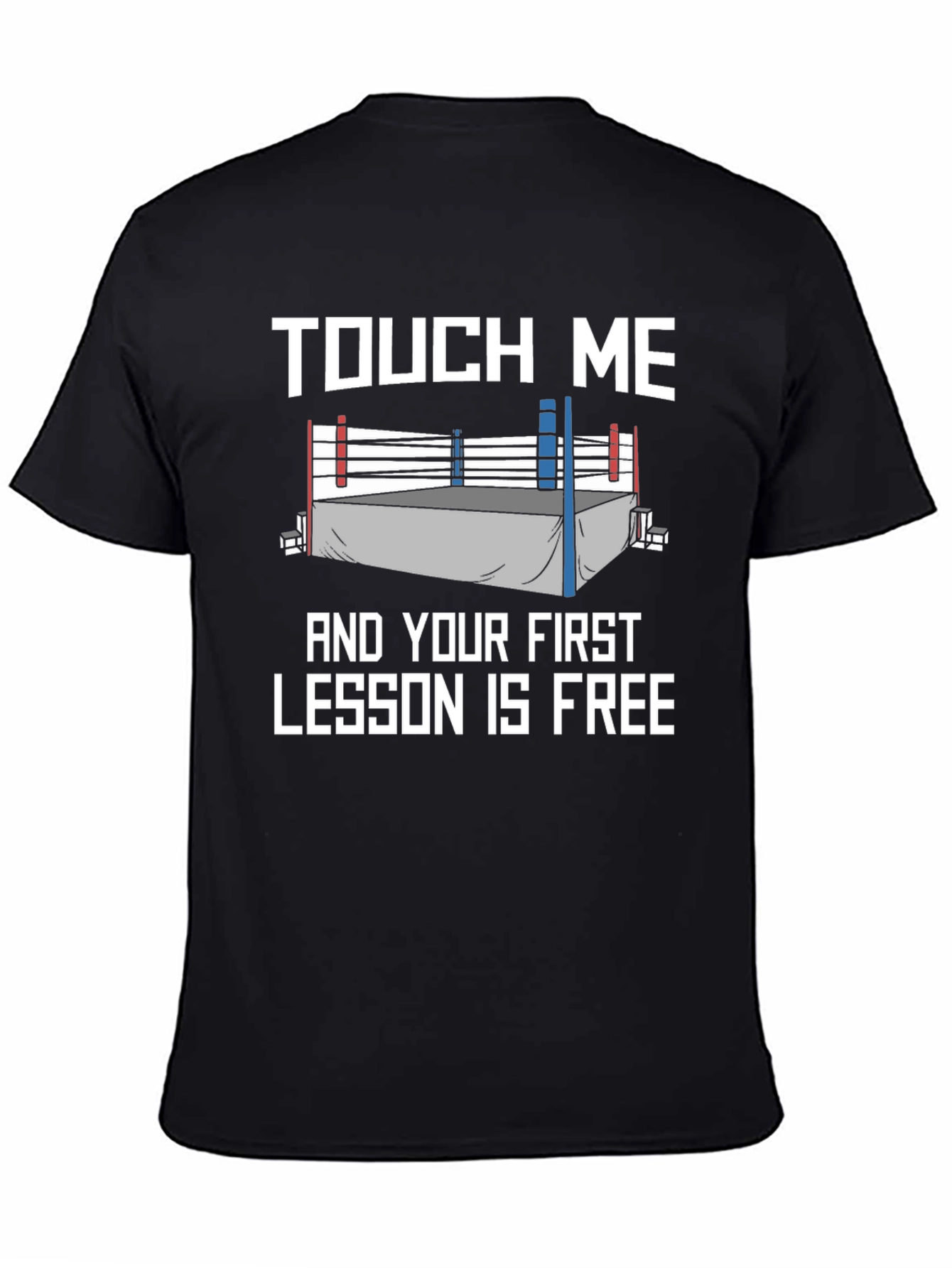 Black Touch Me Funny Boxing Lesson T-Shirt view 4
