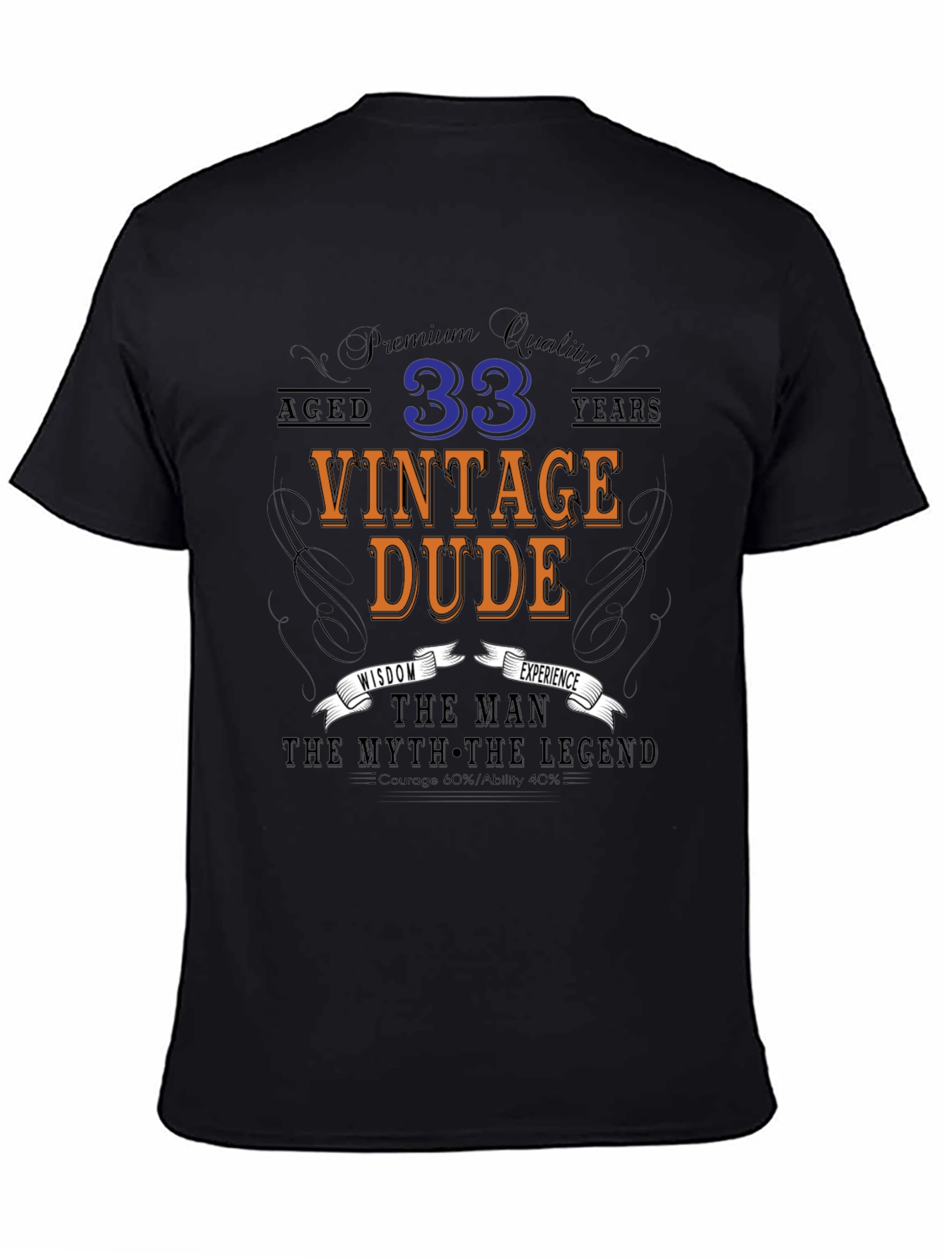 Black Vintage Dude 33rd Birthday T-Shirt view 4