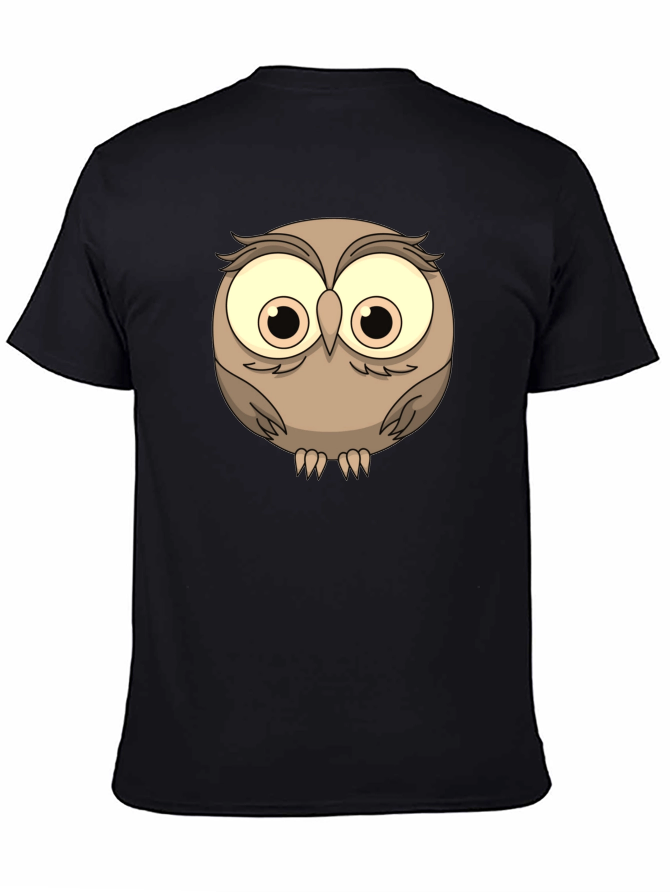 Black Cute Owl Graphic Tee - Men's Black T-Shirt view 4