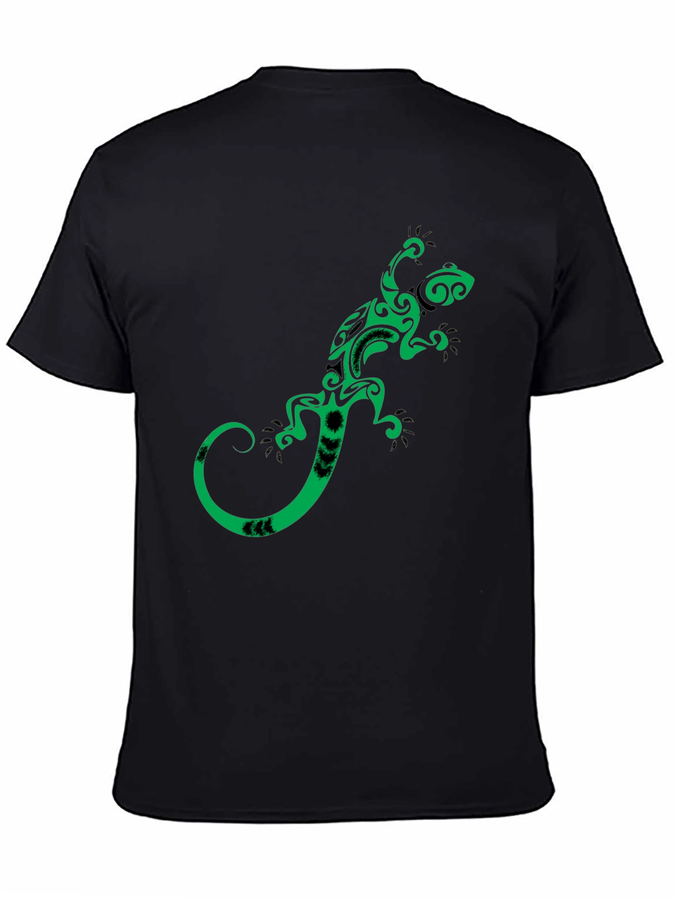 Black Tribal Gecko Graphic Tee - Stylish Black T-Shirt view 4