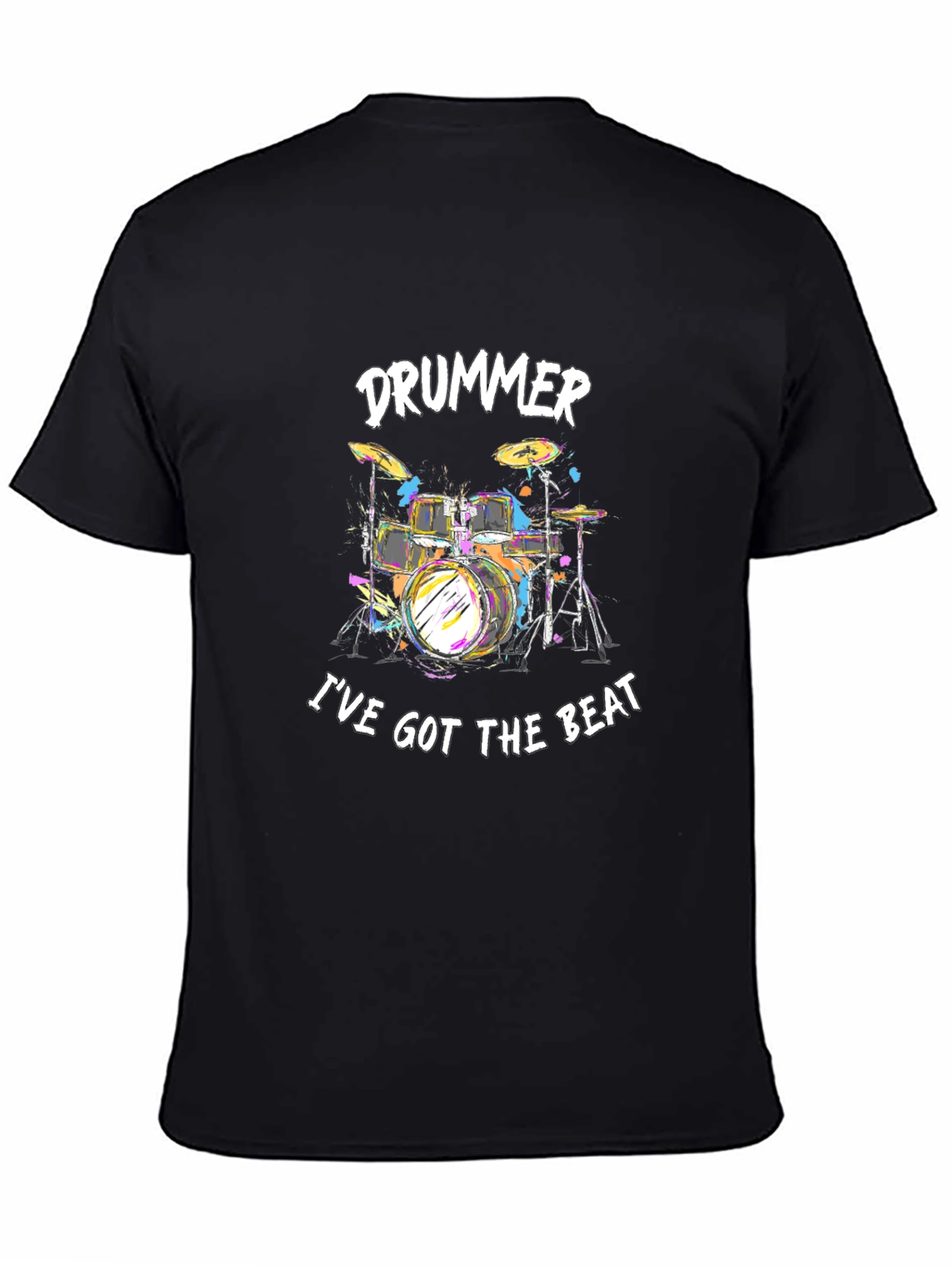 Black Drummer T-Shirt - I've Got The Beat Graphic Tee view 4