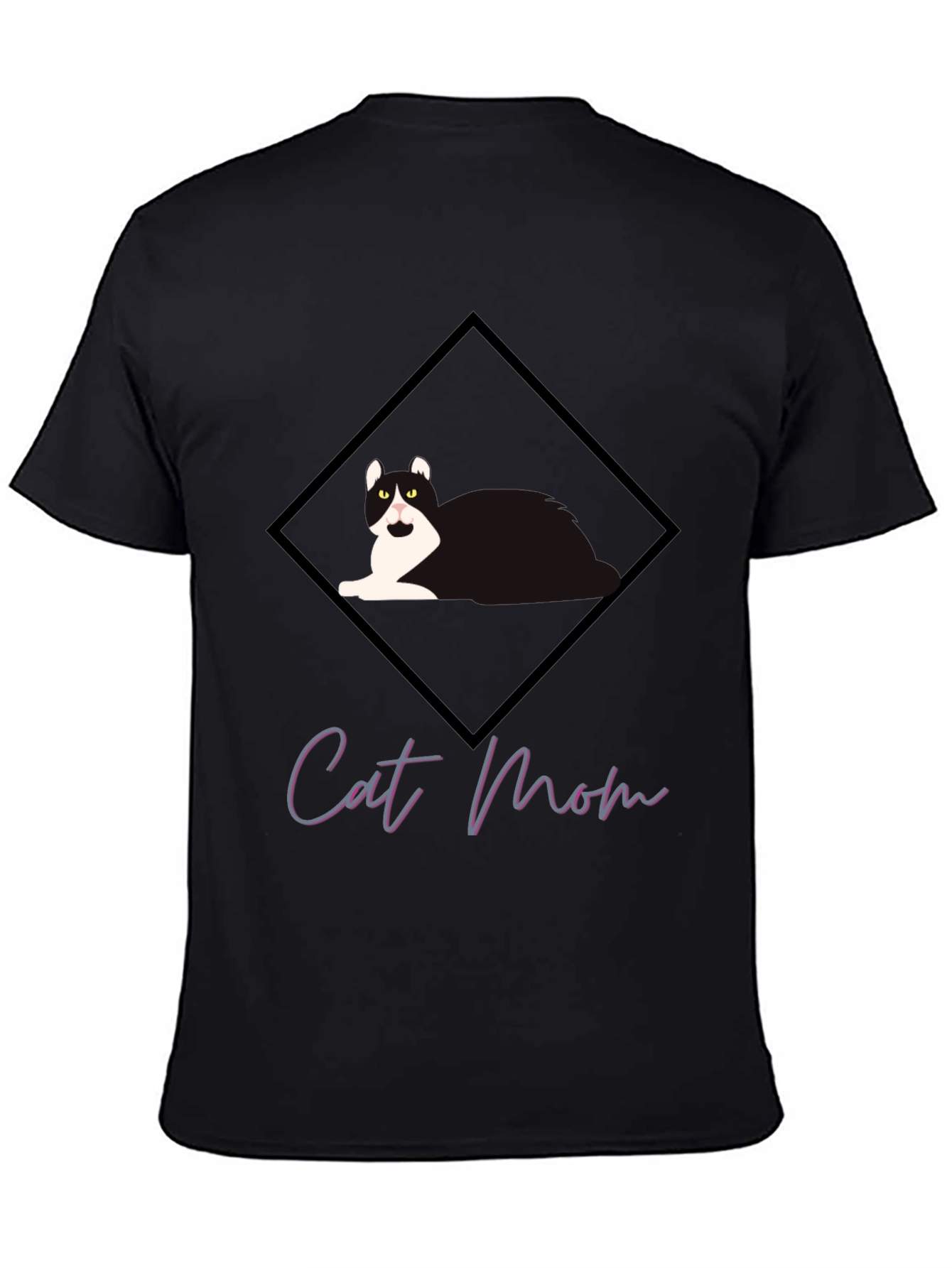 Black Cat Mom Graphic Tee - Black Short Sleeve T-Shirt view 4