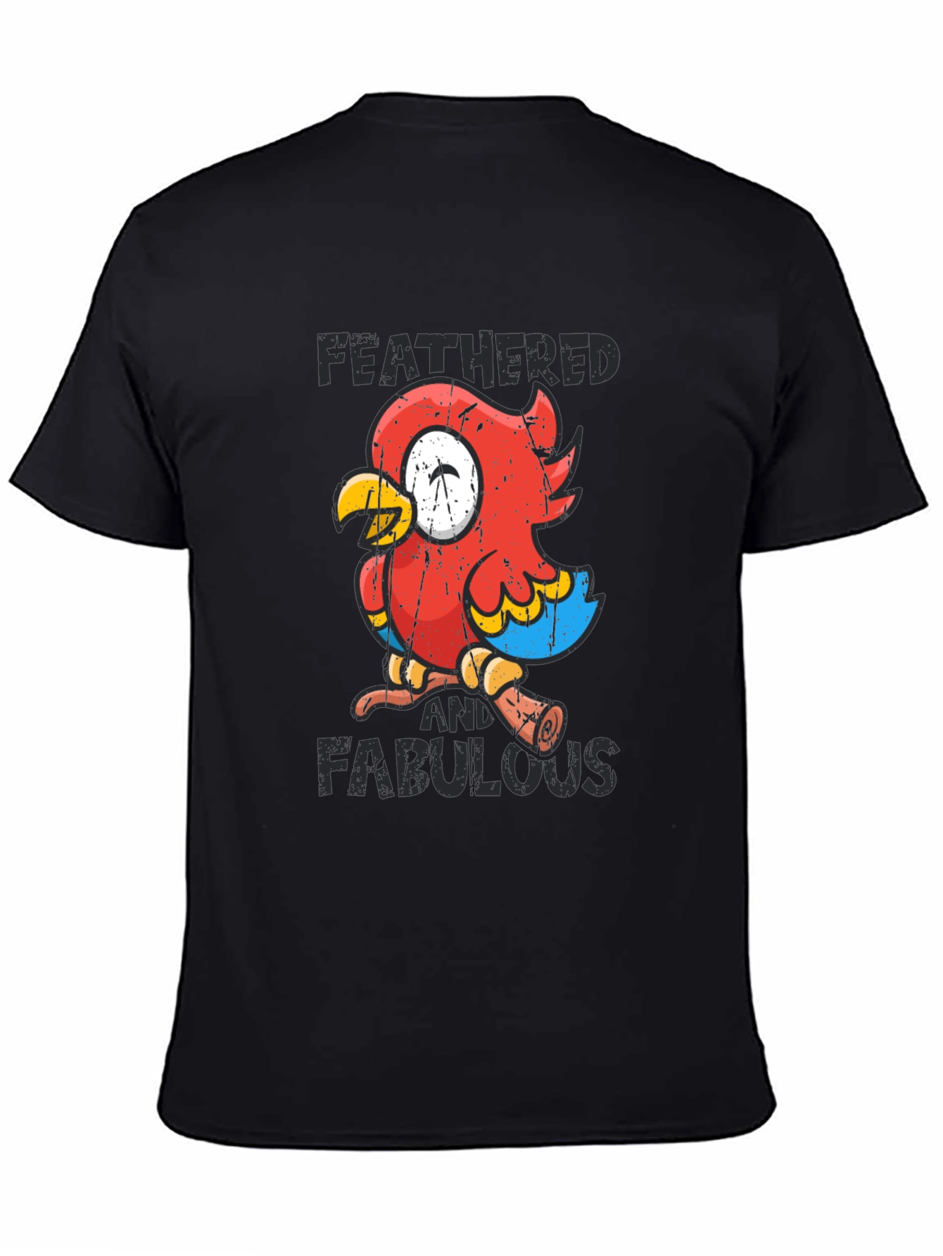 Black Feathered & Fabulous Parrot Graphic Tee view 4