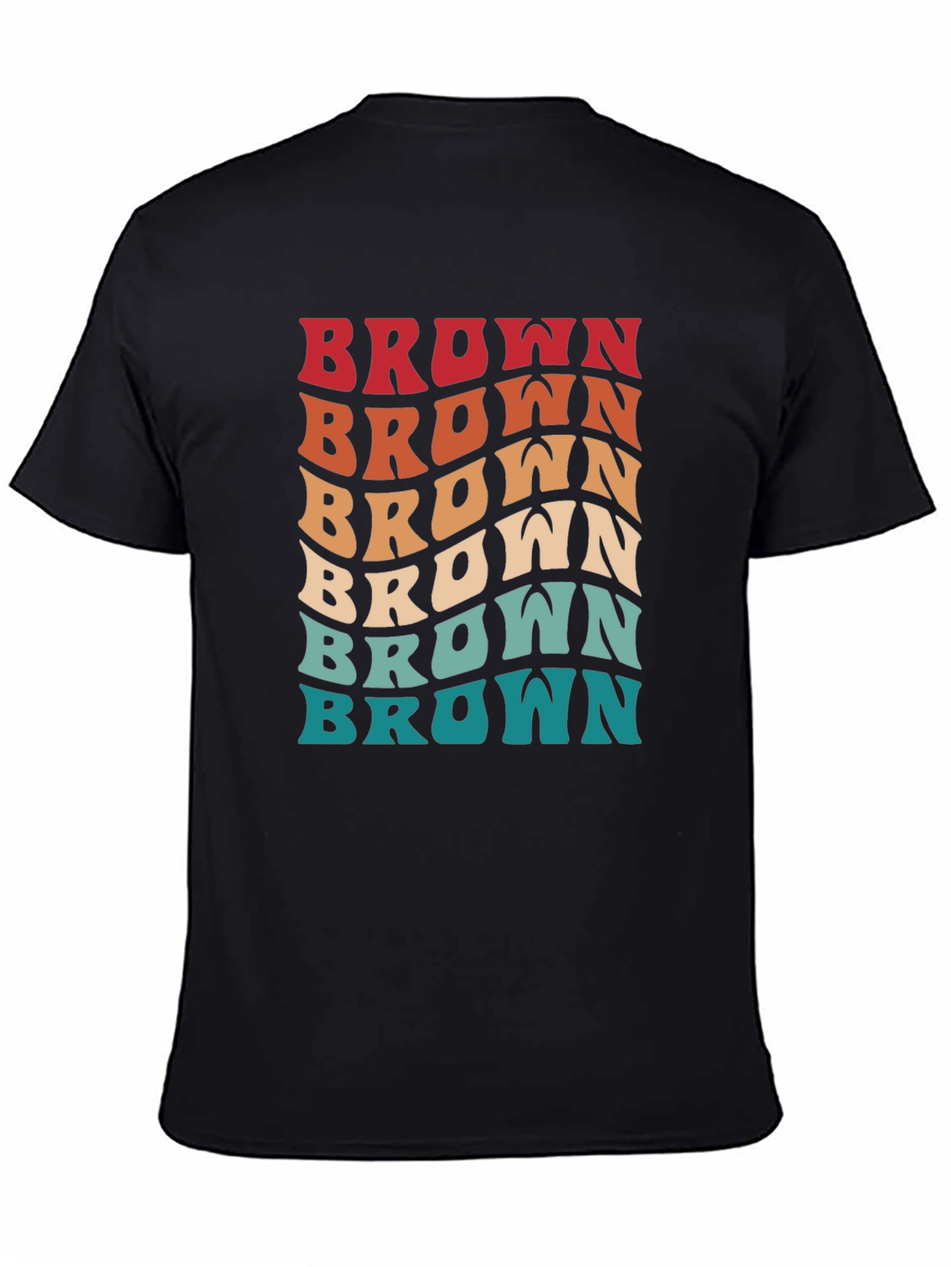 Black Retro Brown Wavy Text Graphic Tee view 4