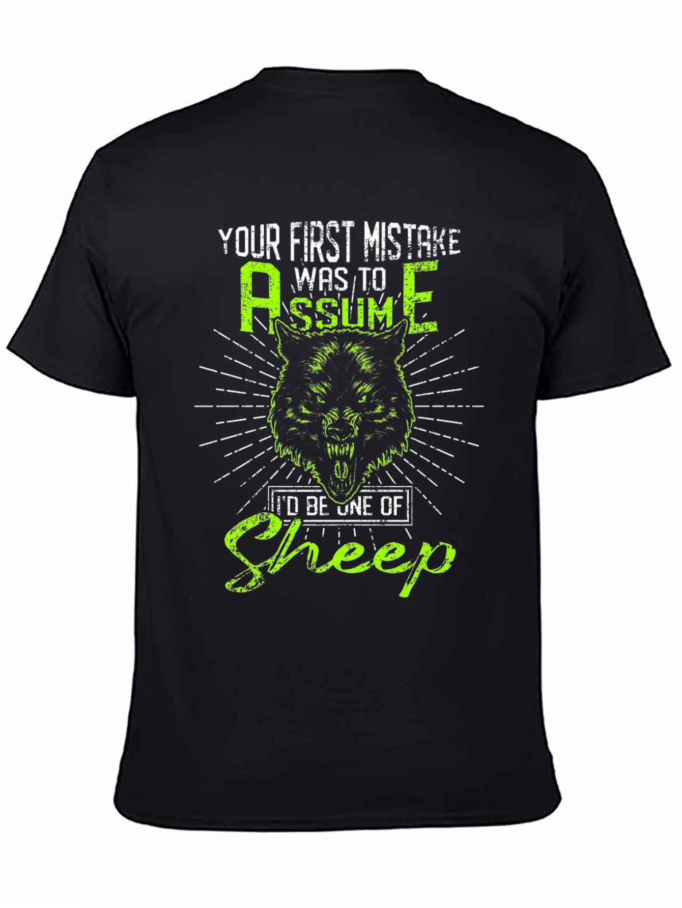Black Wolf Graphic T-Shirt: Your First Mistake Was to Assume view 4