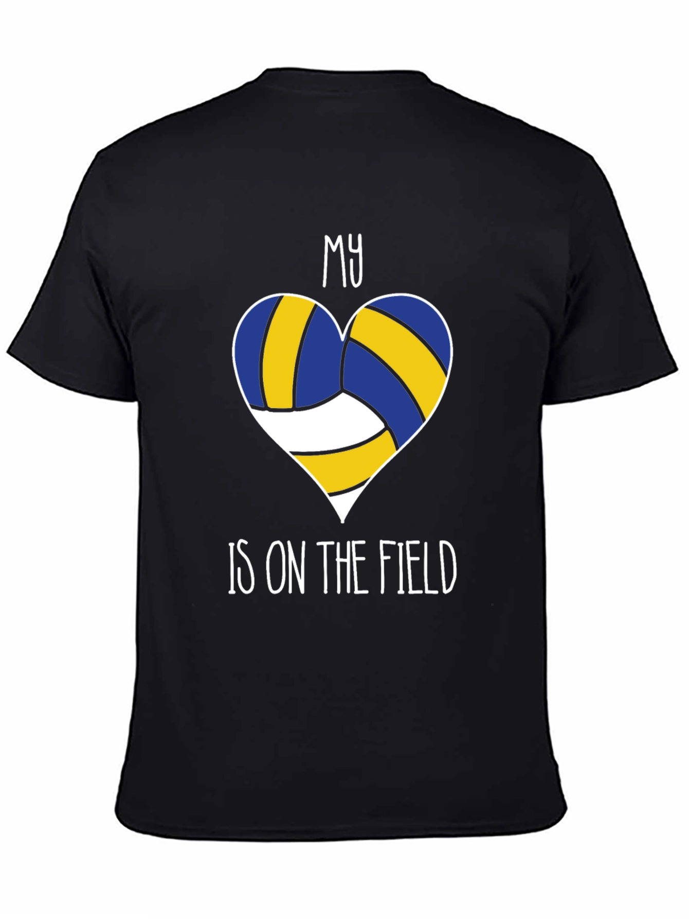 Black Volleyball Heart T-Shirt - My Heart is on the Field view 4