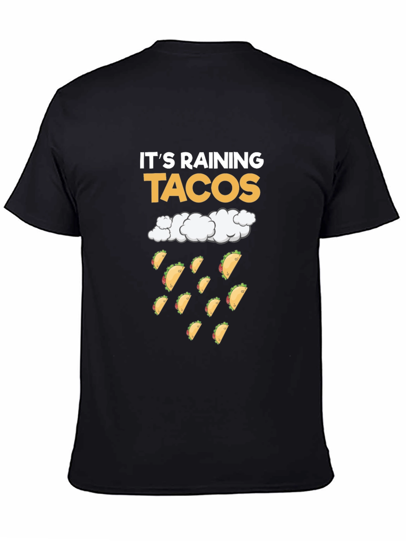 Black It's Raining Tacos Black T-Shirt view 4
