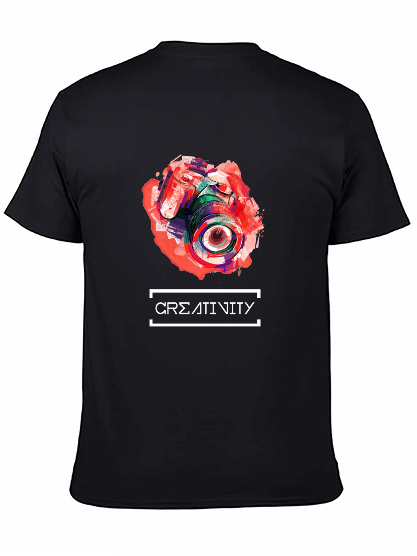 Black Abstract Camera Creativity T-Shirt - Unique Design view 4