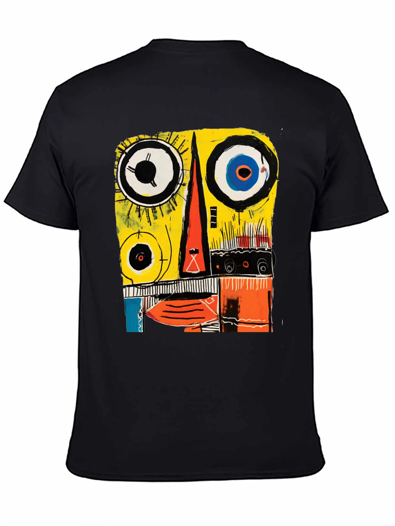 Black Abstract Face Graphic Tee - Modern Art T-Shirt view 4