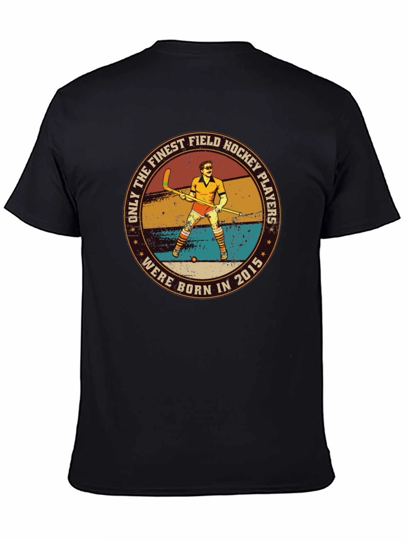 Black Finest Field Hockey Players Born in 2015 T-Shirt view 4