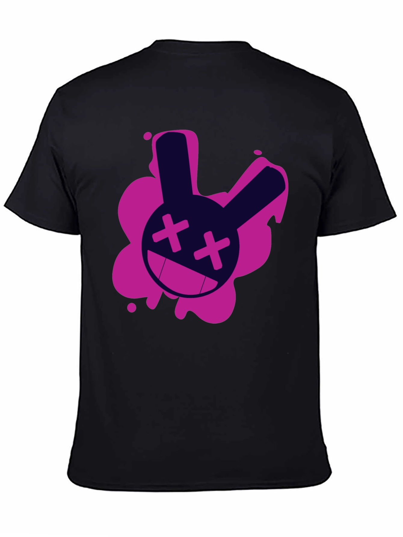 Black Edgy Rabbit Graphic Tee - Black Cotton T-Shirt view 4