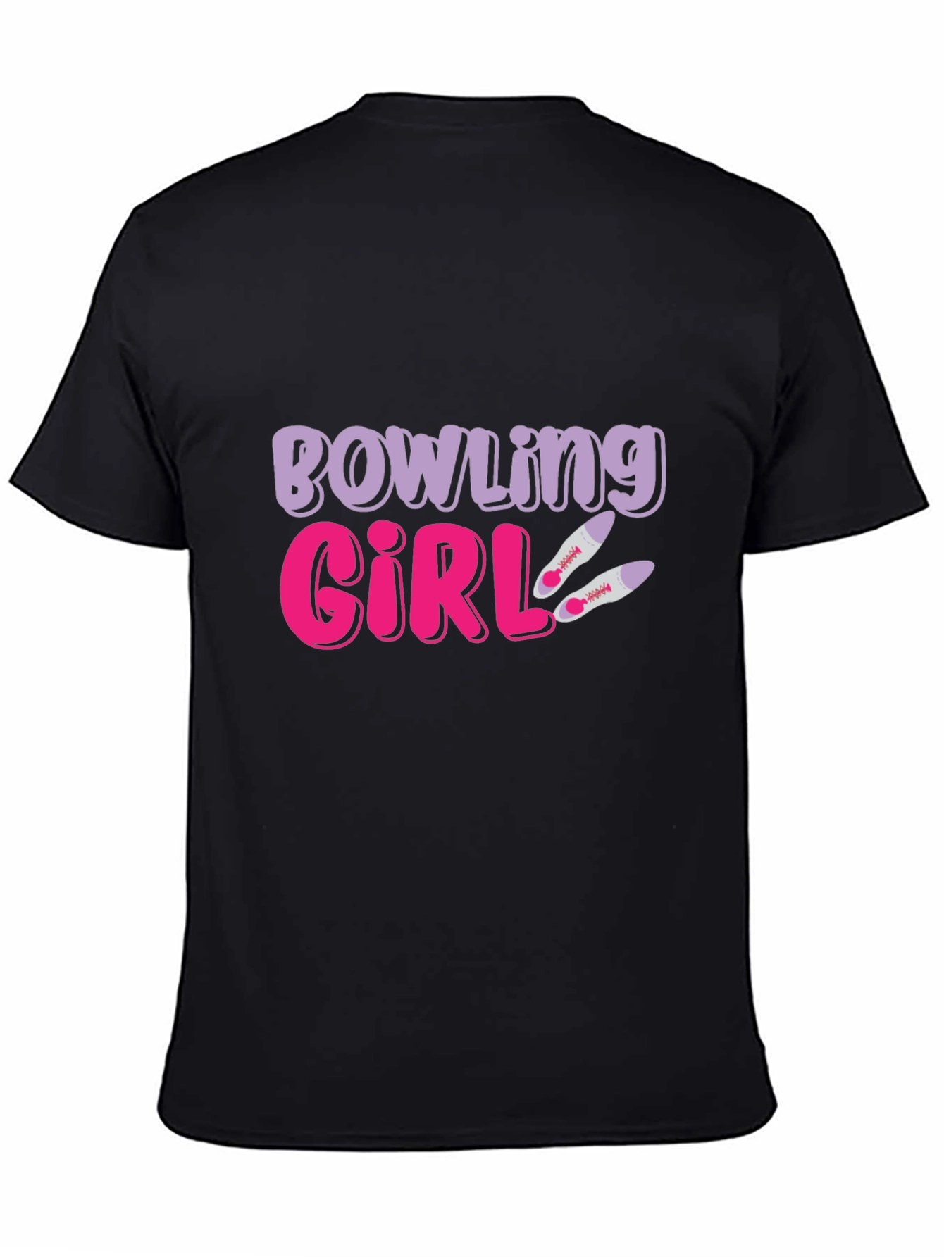 Black Bowling Girl Graphic Tee - Novelty T-Shirt view 4