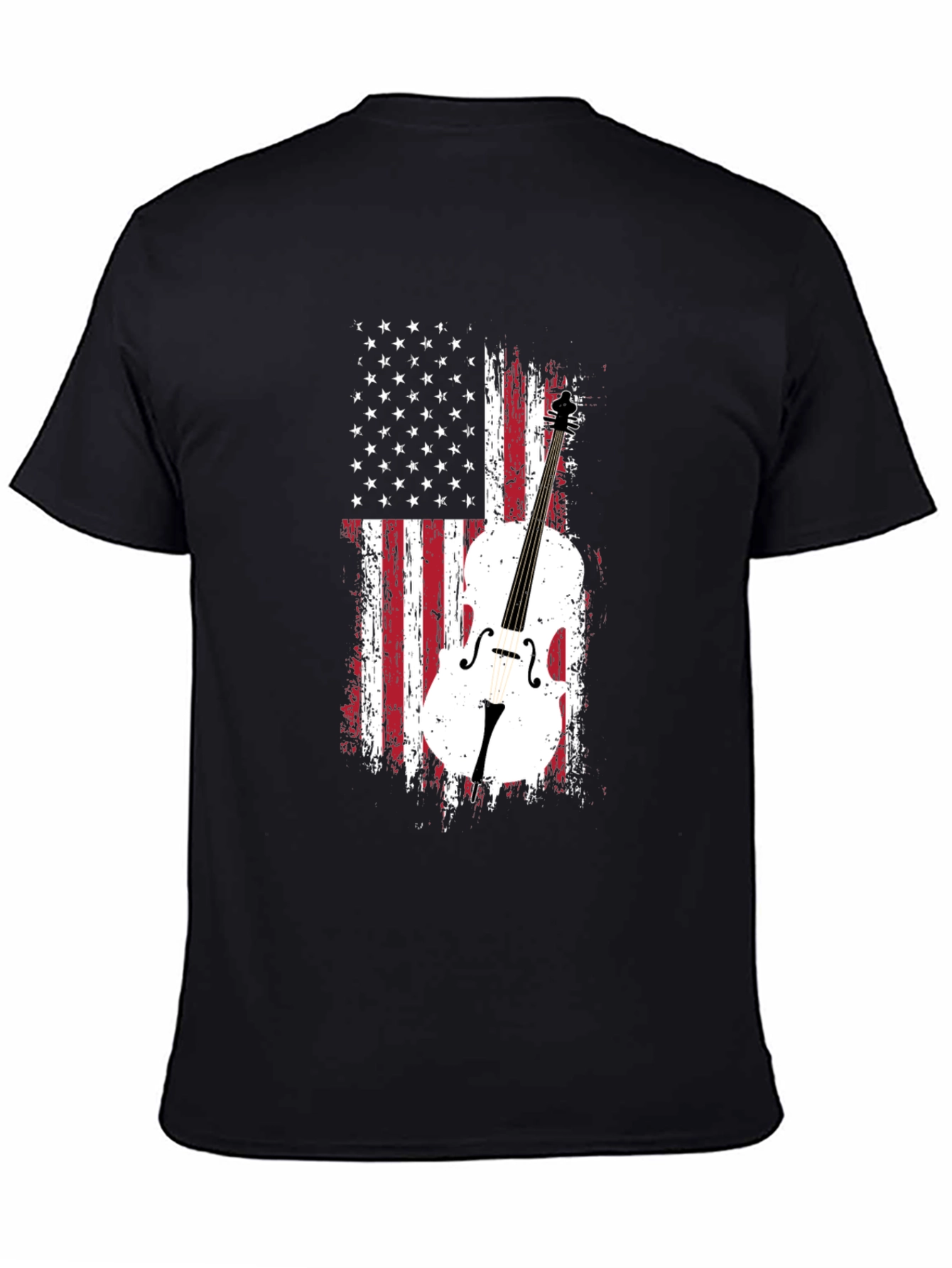 Black American Flag Cello T-Shirt view 4